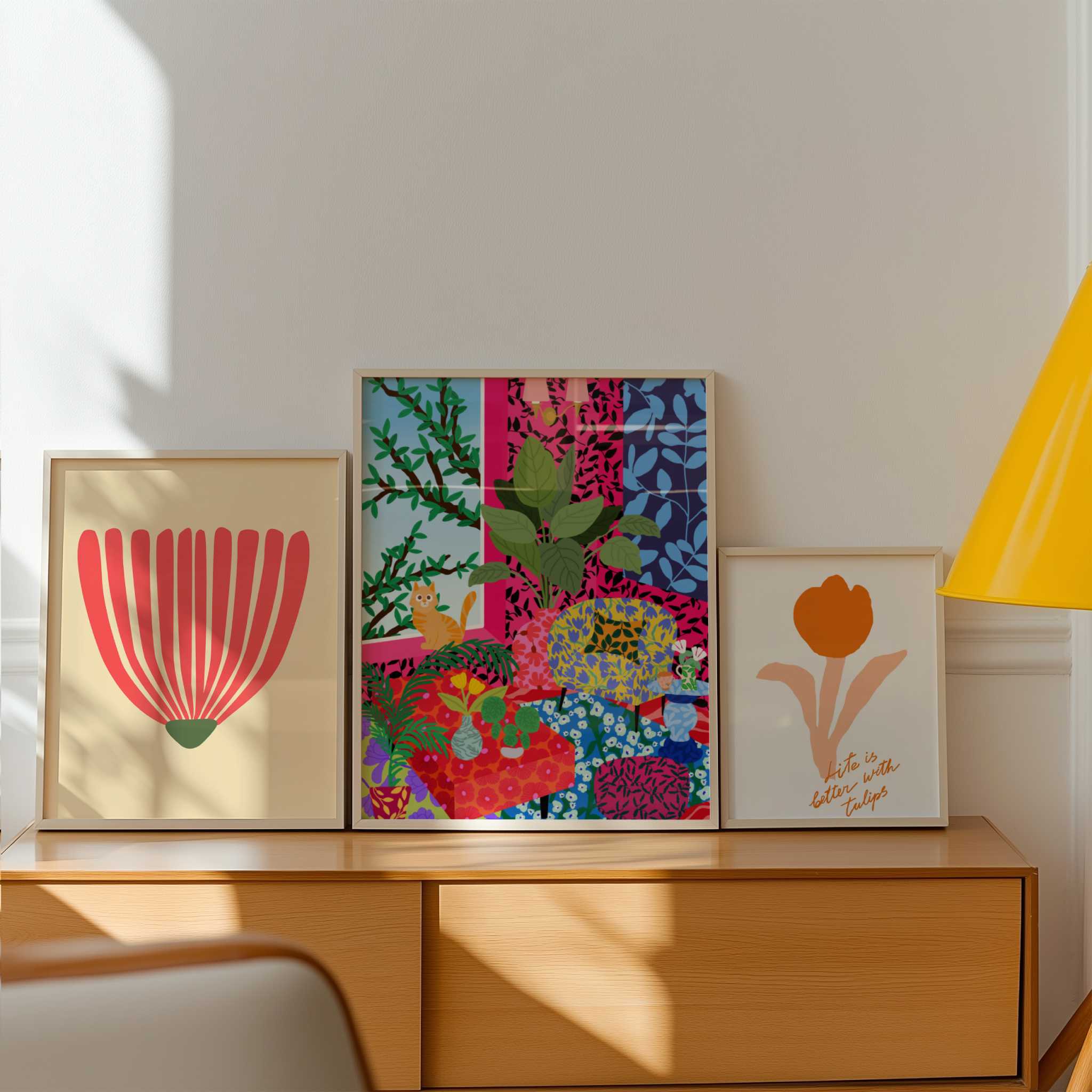 Cat in Flower Power Livingroom