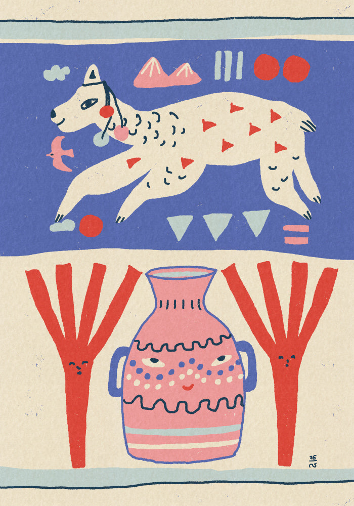 Playful Llama Folk Art