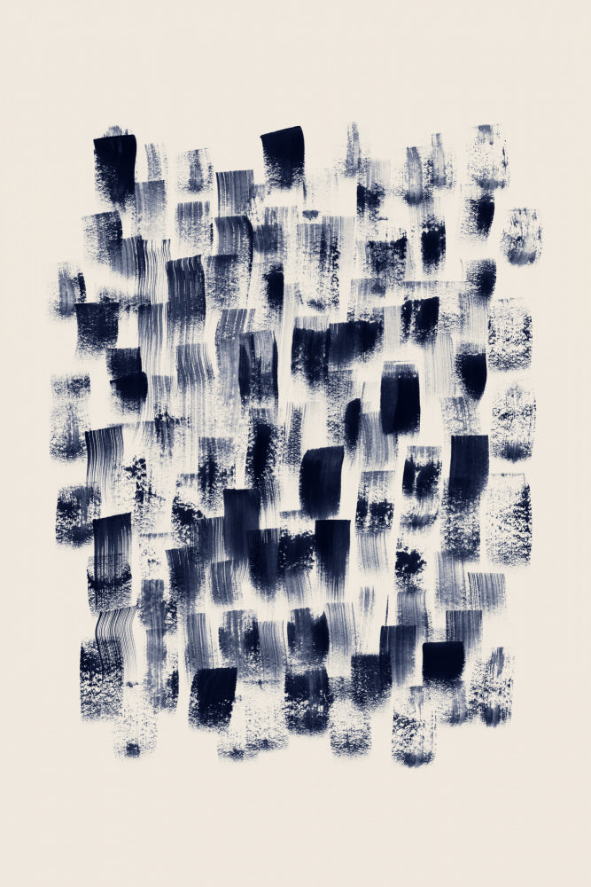 Abstract Navy Rain On Cream
