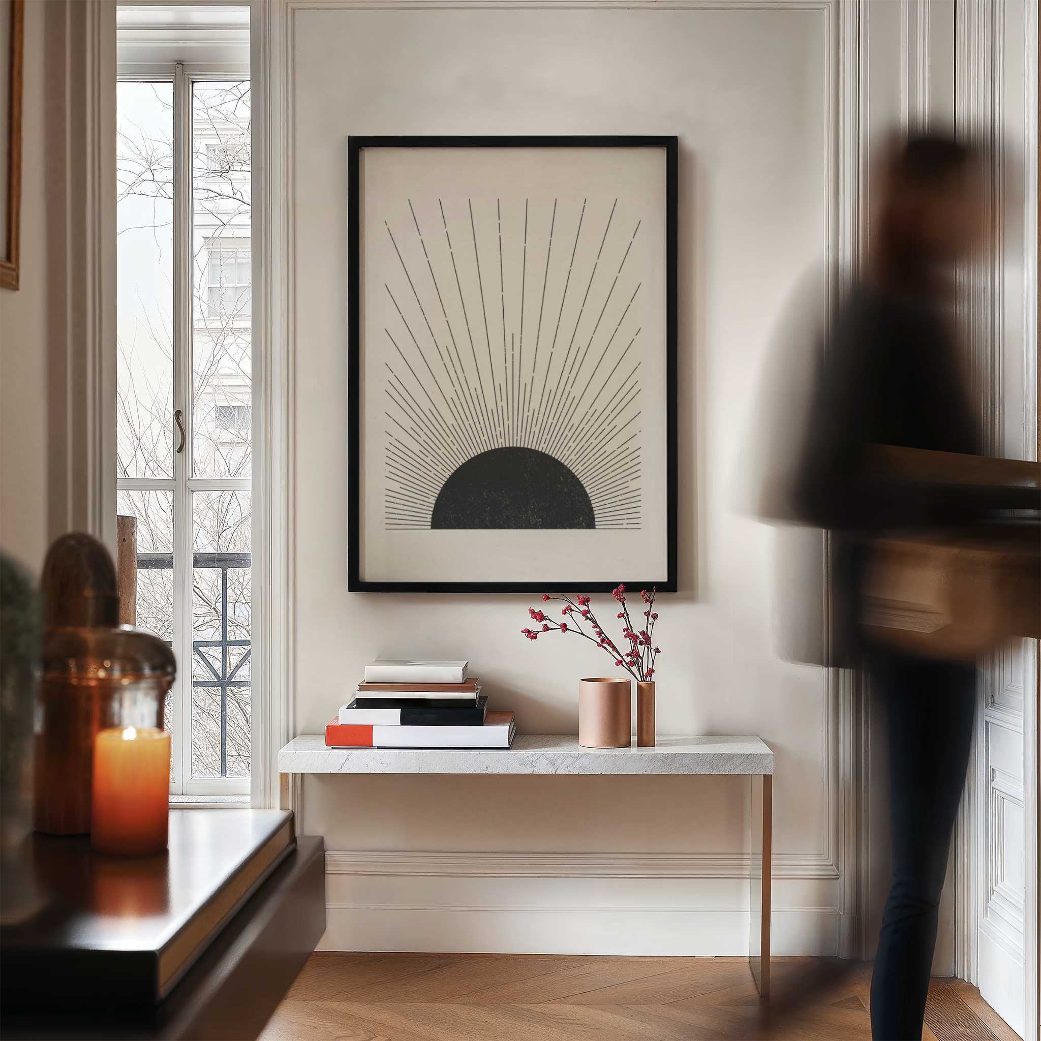 Woodblock The sun Illustration