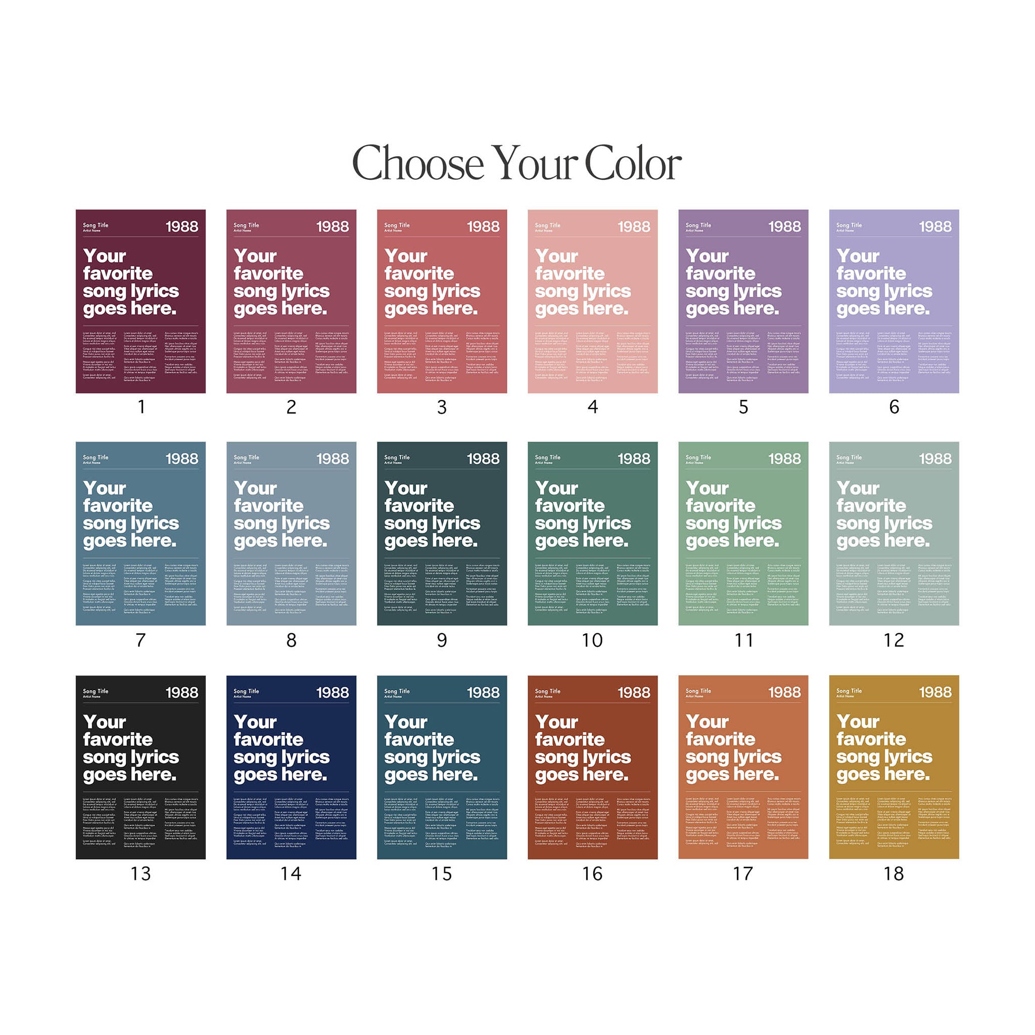 a color chart with different colors of paint