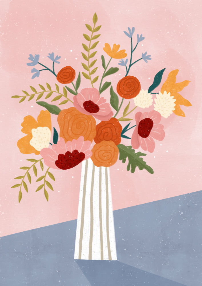 Line Vase with Flowers