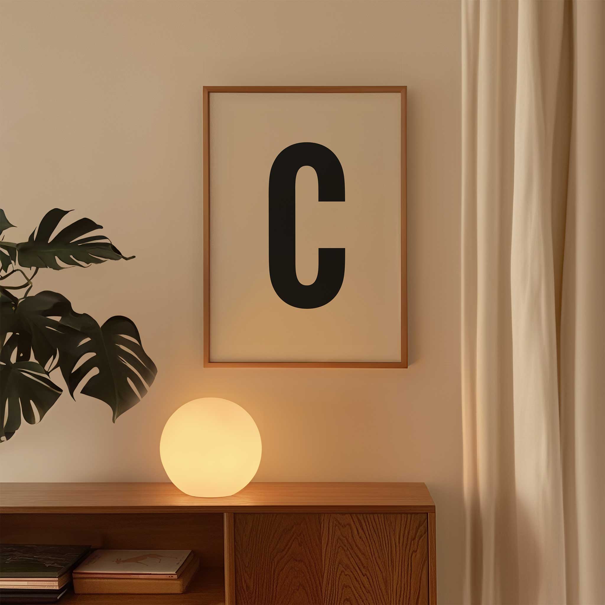 Timeless letter 'C' monogram, modern wall decor for a personalized aesthetic, titled 'Modern Monogram Art Print - C'