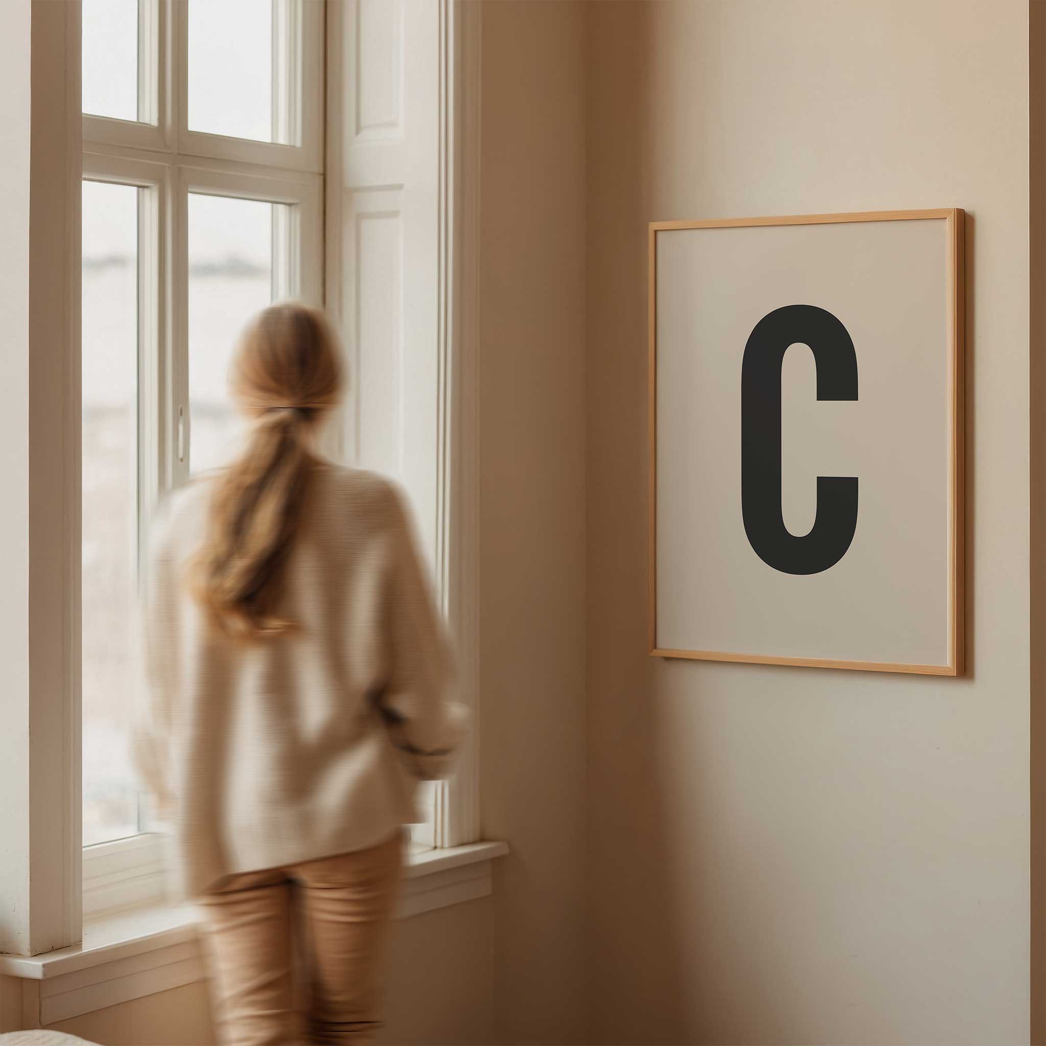 Timeless letter 'C' monogram, modern wall decor for a personalized aesthetic, titled 'Modern Monogram Art Print - C'