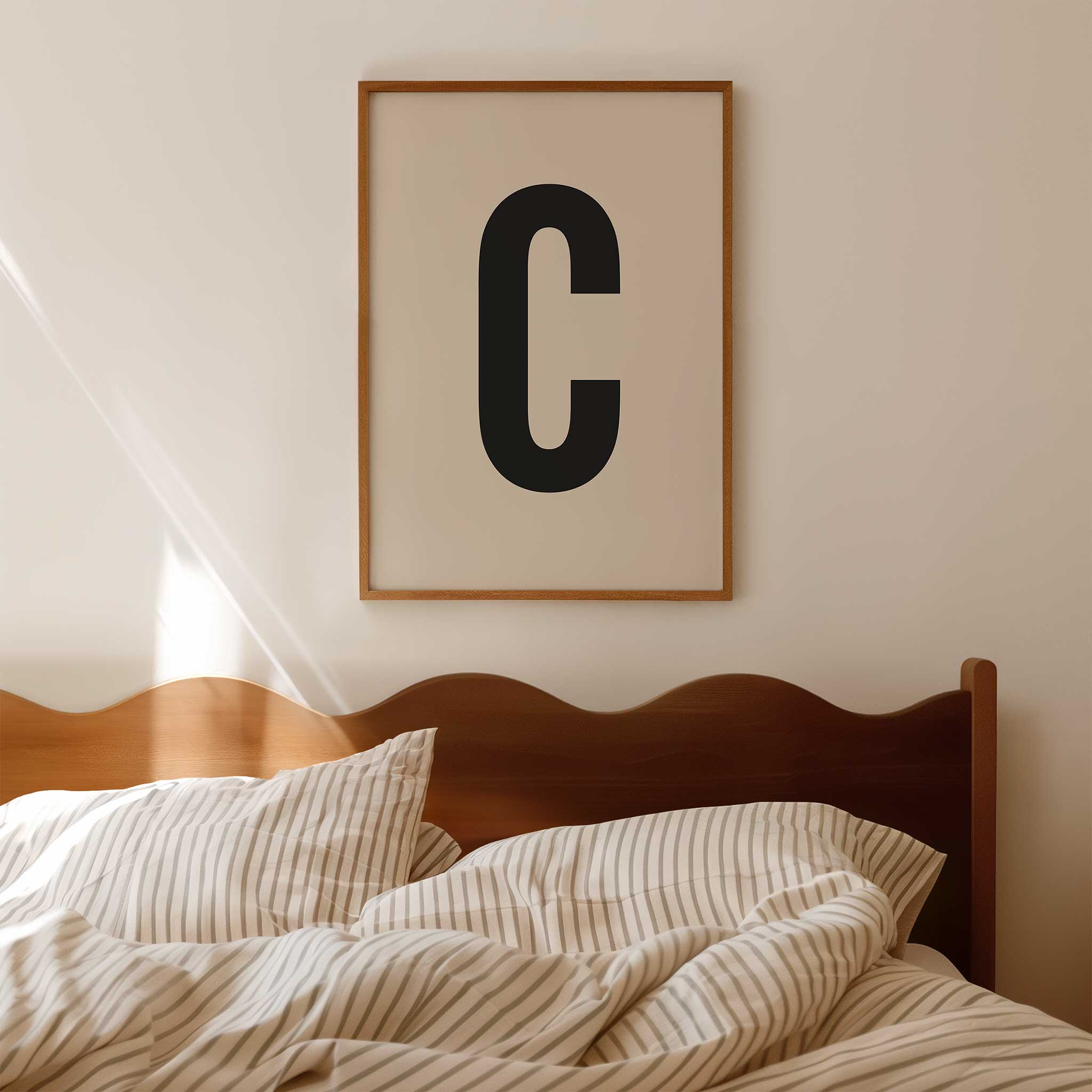 Timeless letter 'C' monogram, modern wall decor for a personalized aesthetic, titled 'Modern Monogram Art Print - C'