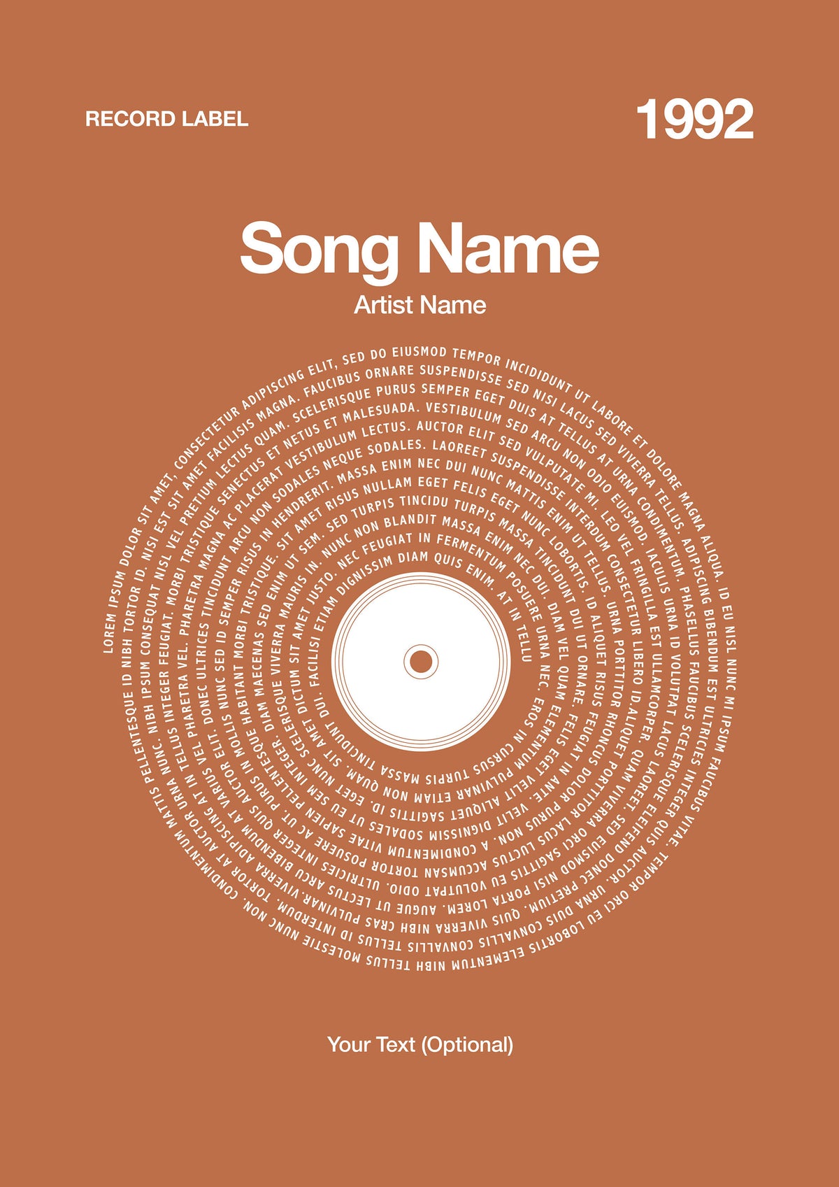 Custom Vinyl Lyrics Print – Amber