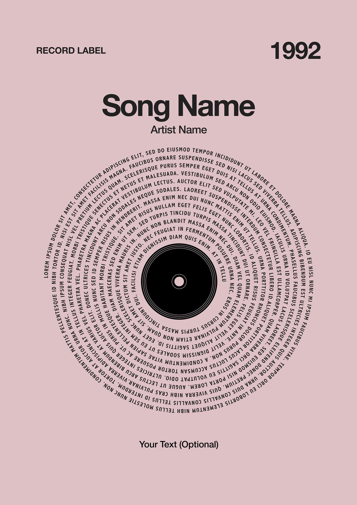 Custom Vinyl Lyrics Print – Blush