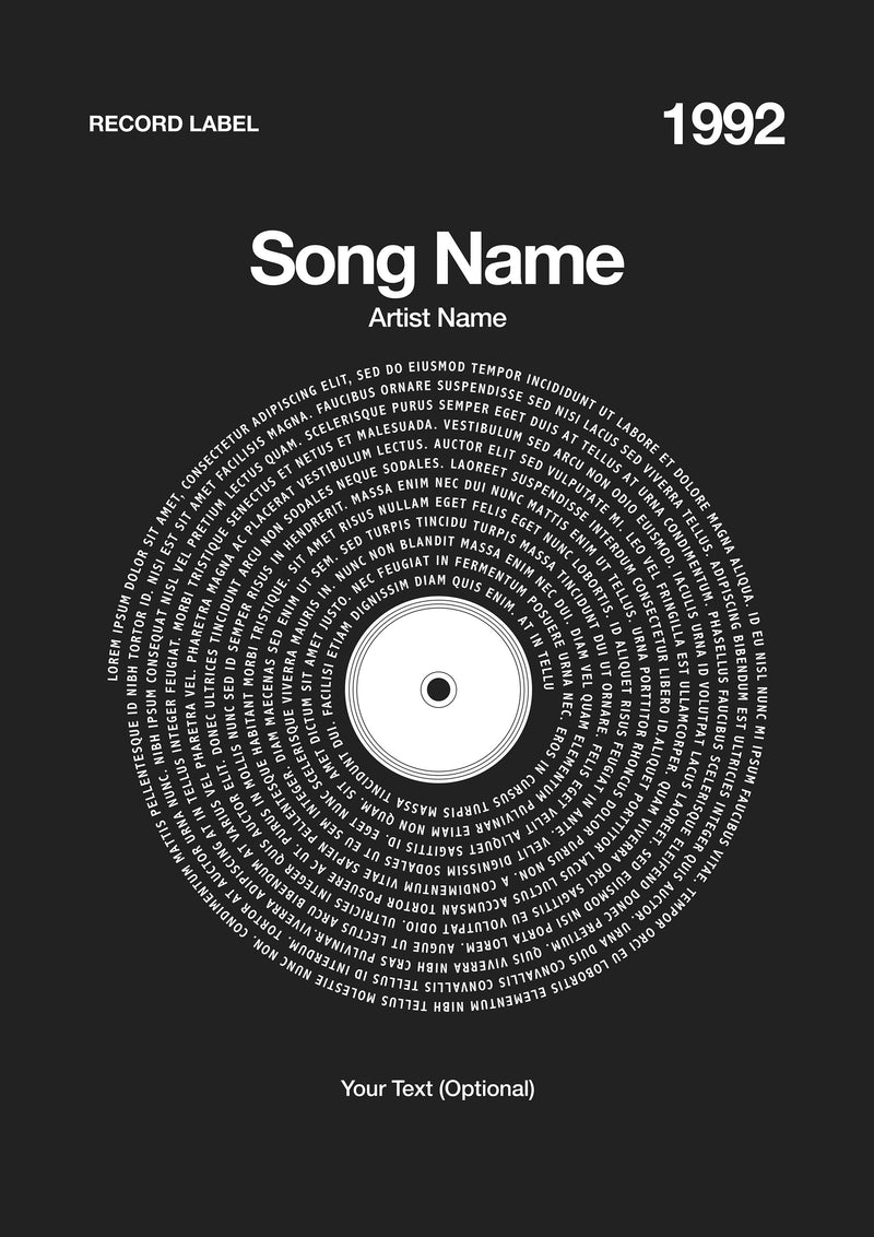 Custom Vinyl Lyrics Print – Black