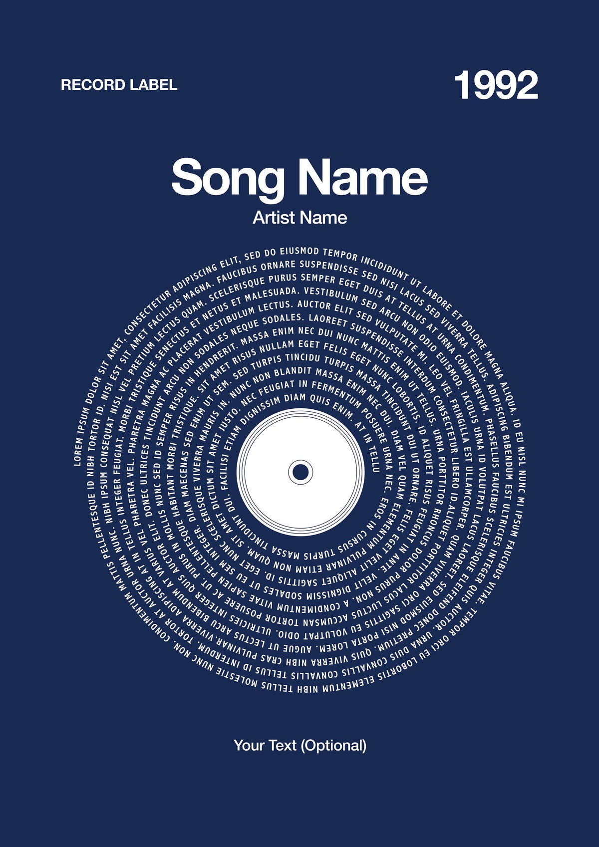 Custom Vinyl Lyrics Print – Navy