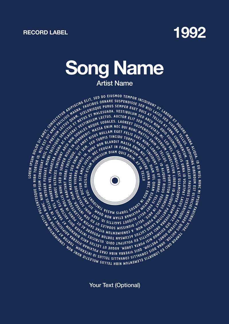 Custom Vinyl Lyrics Print – Navy