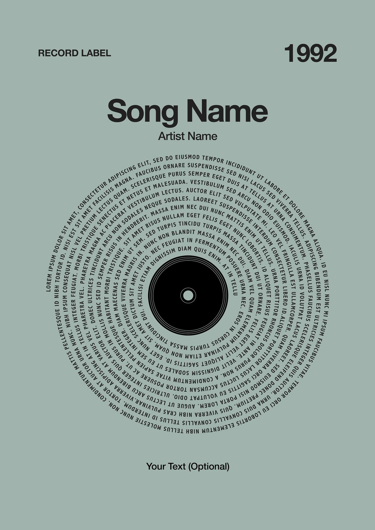 Custom Vinyl Lyrics Print – Sage