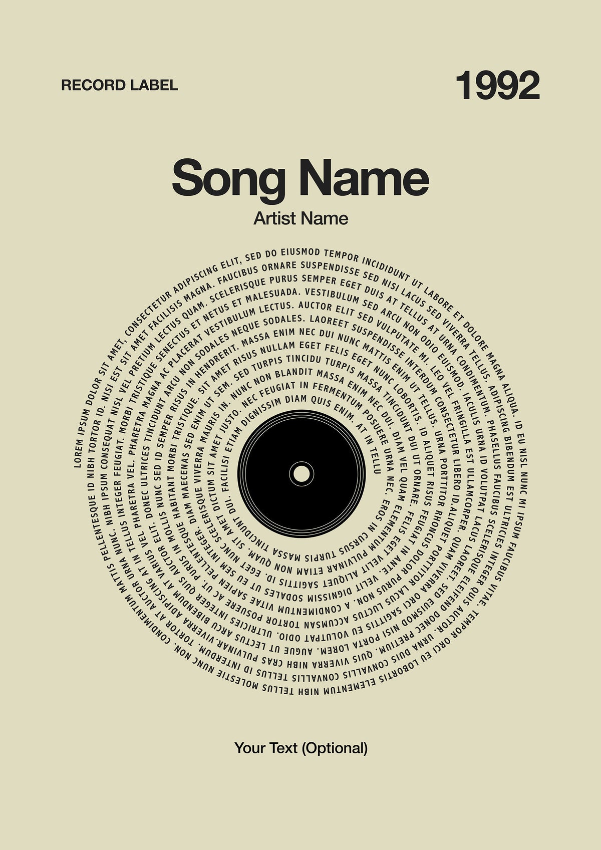 Custom Vinyl Lyrics Print – Vanilla
