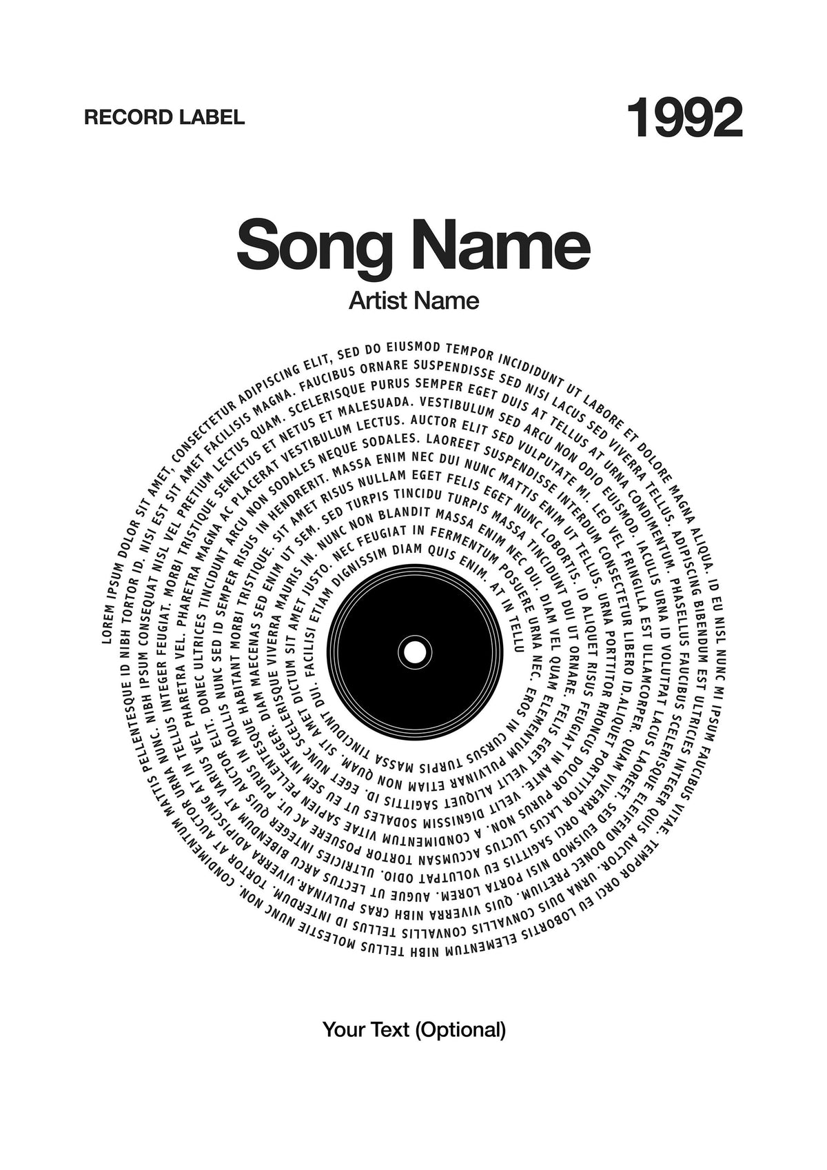 Custom Vinyl Lyrics Print – White