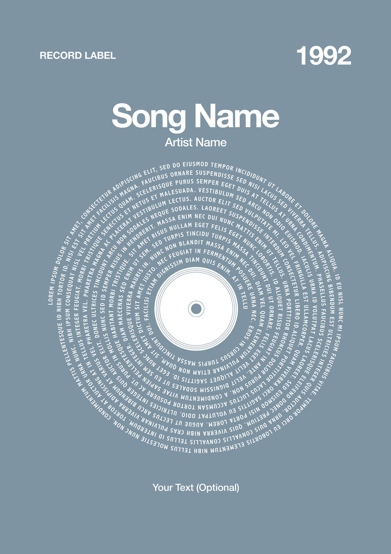 Custom Vinyl Lyrics Print – Mist Blue