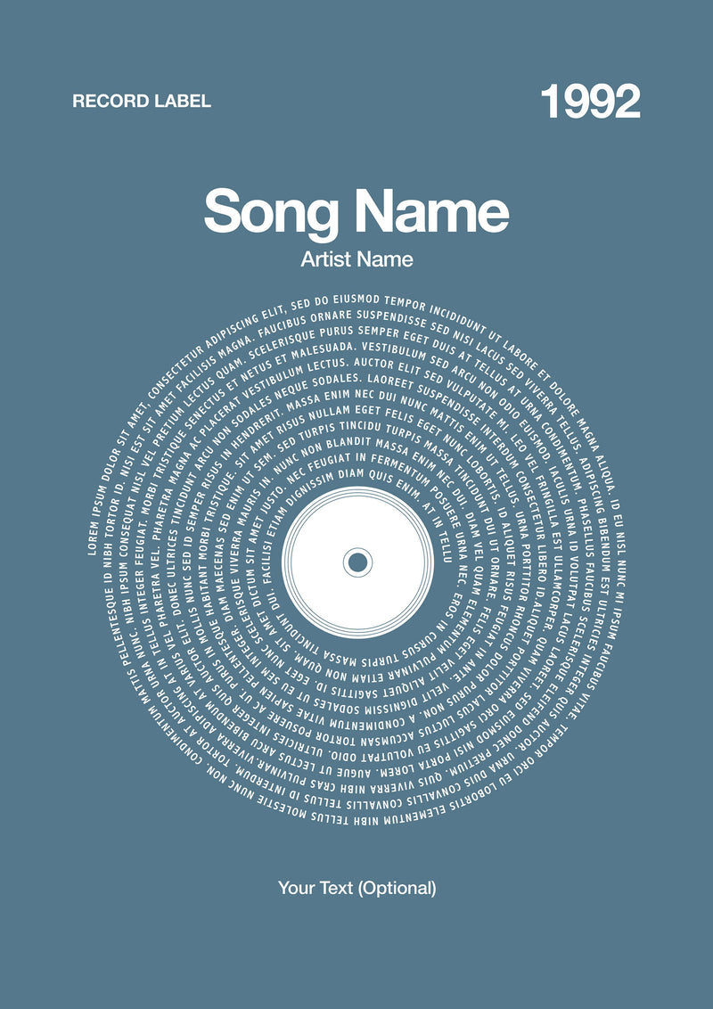Custom Vinyl Lyrics Print – Slate Blue
