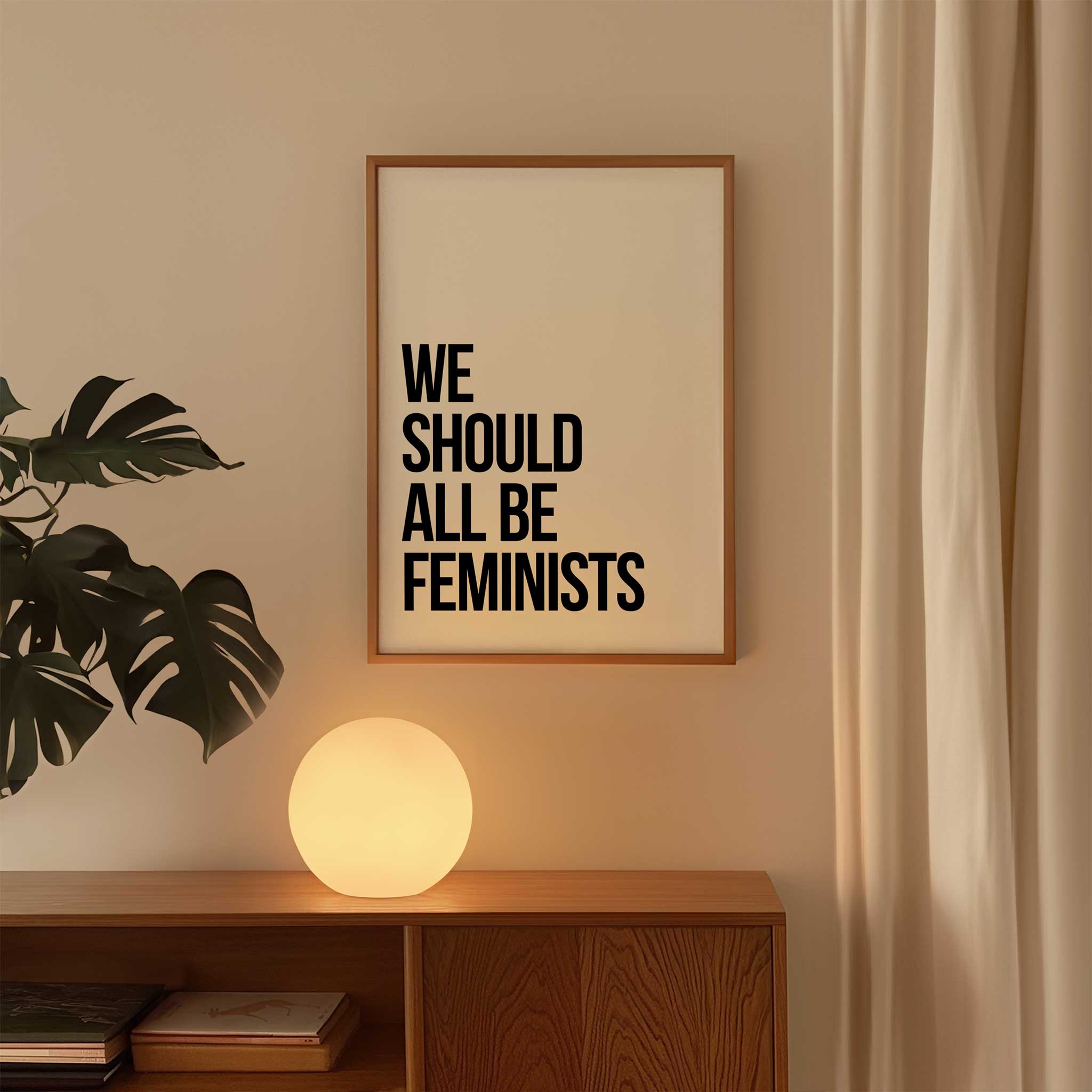 We Should All Be Feminists' powerful typography, minimalist wall art for a justice aesthetic, titled 'We Should All Be Feminists'
