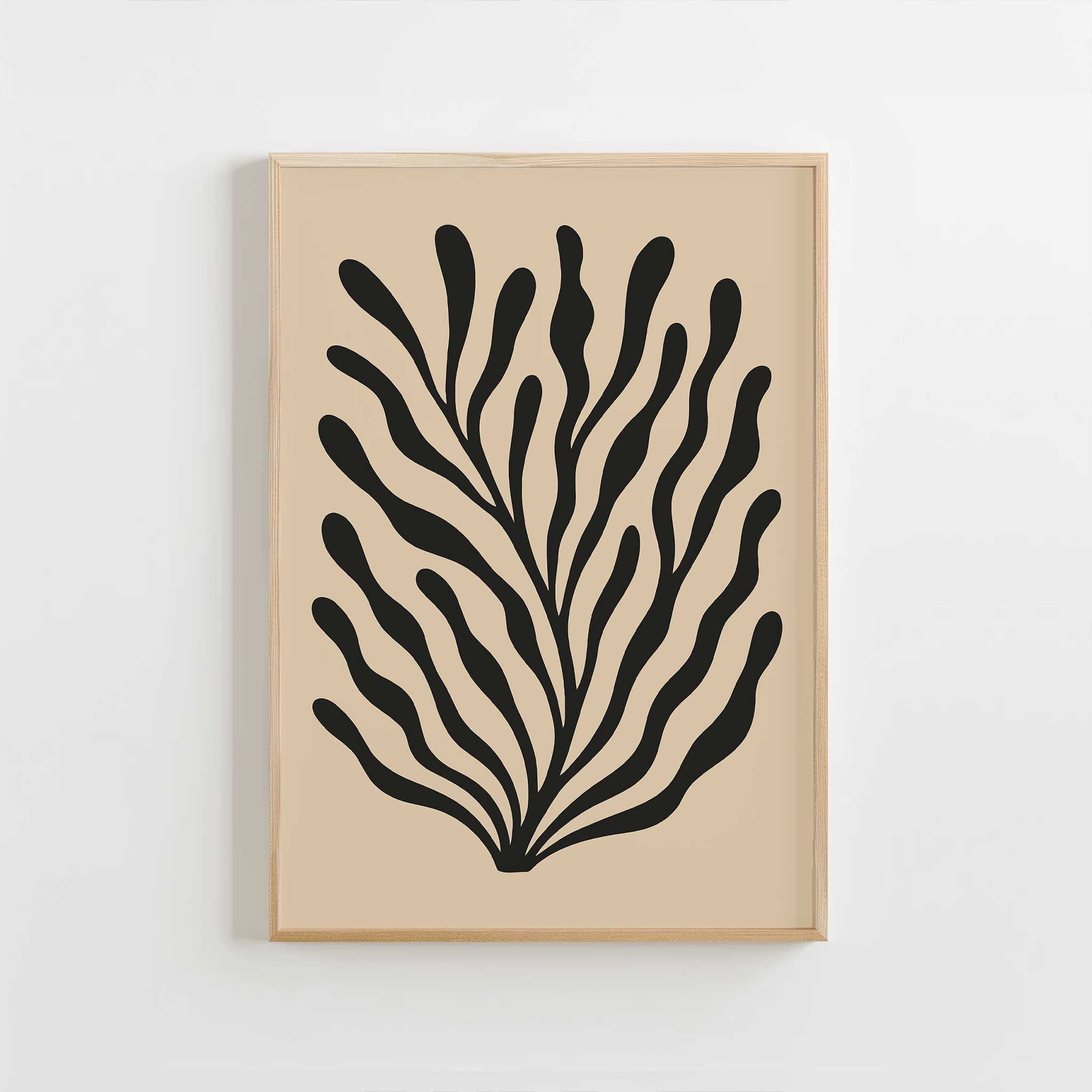 Abstract botanical art with flowing, wavy lines suggesting movement, an aesthetic print titled 'Waves of Wild'.