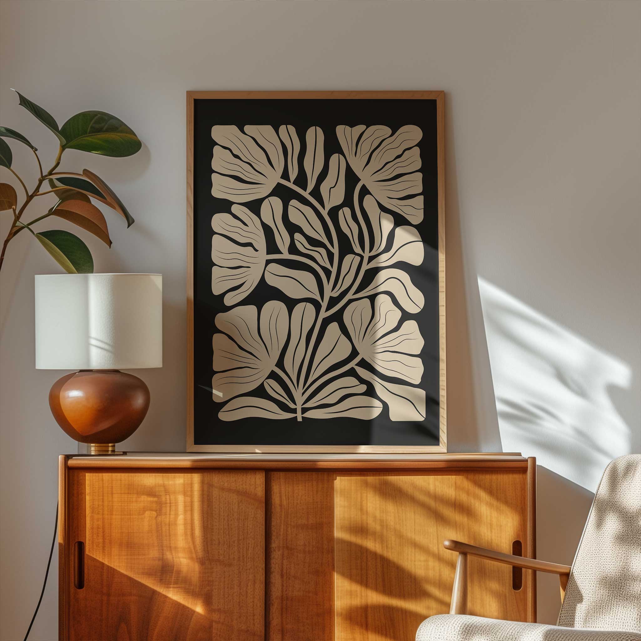 Elegant and delicate floral line art in a light color, contrasting against a solid black background.