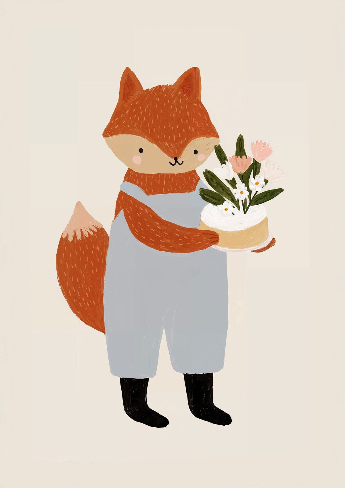 Fox with Flower Cake