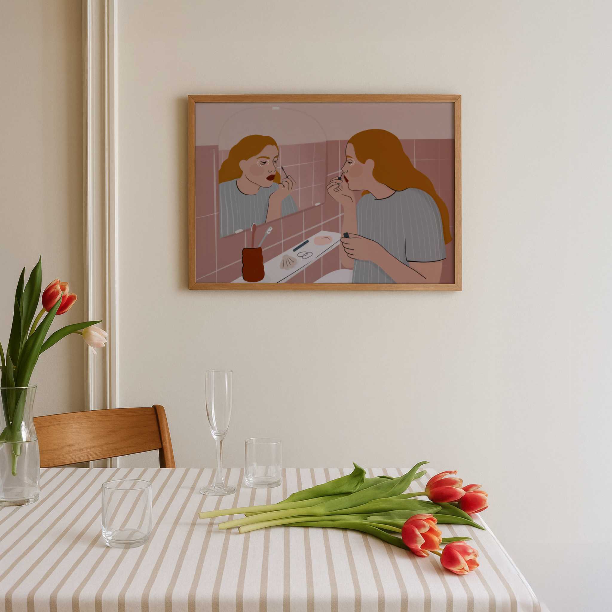 Woman Applying Lipstick