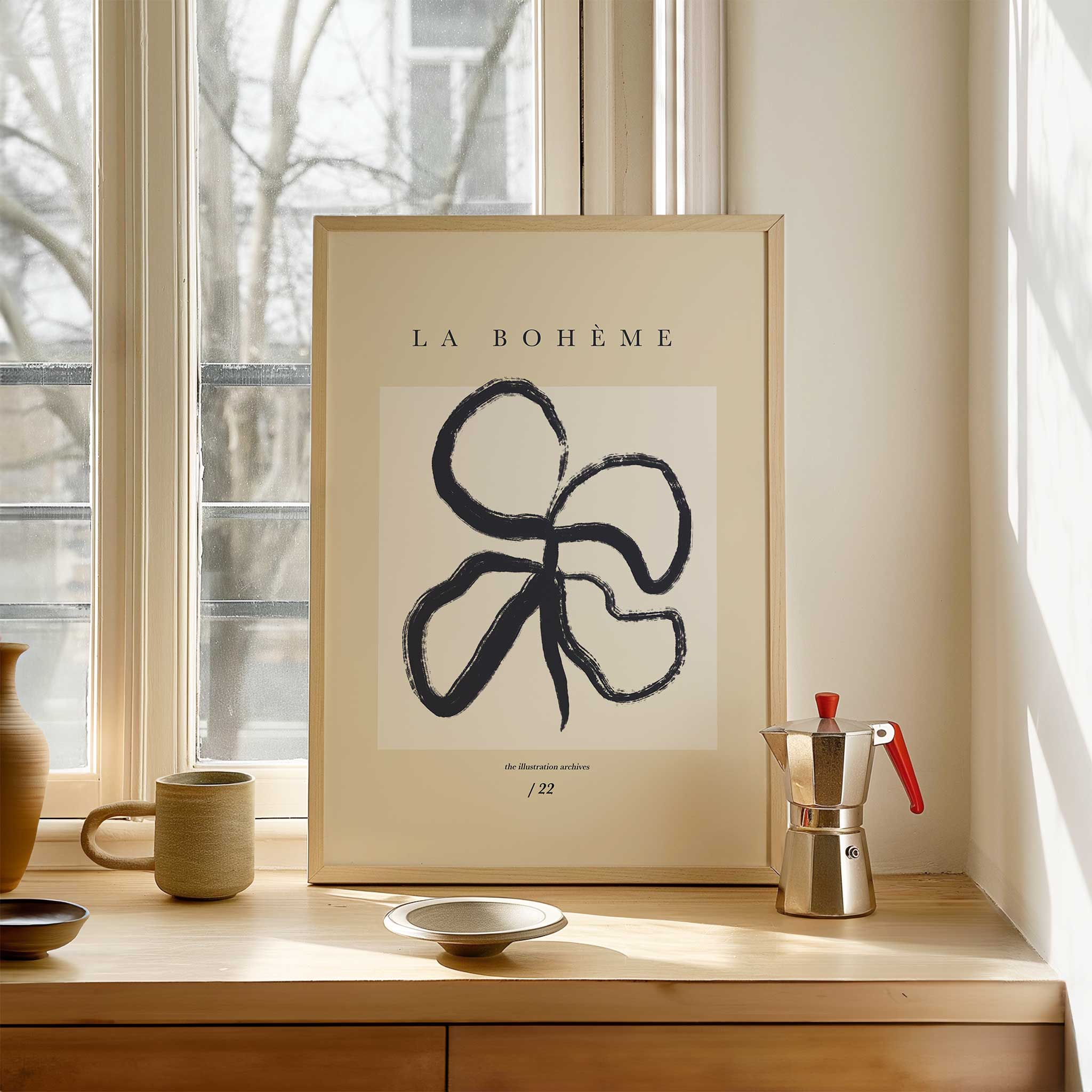Black brushstroke abstract floral 'Boheme Bloom No.1', striking aesthetic canvas print style, titled 'Boheme Bloom No.1'