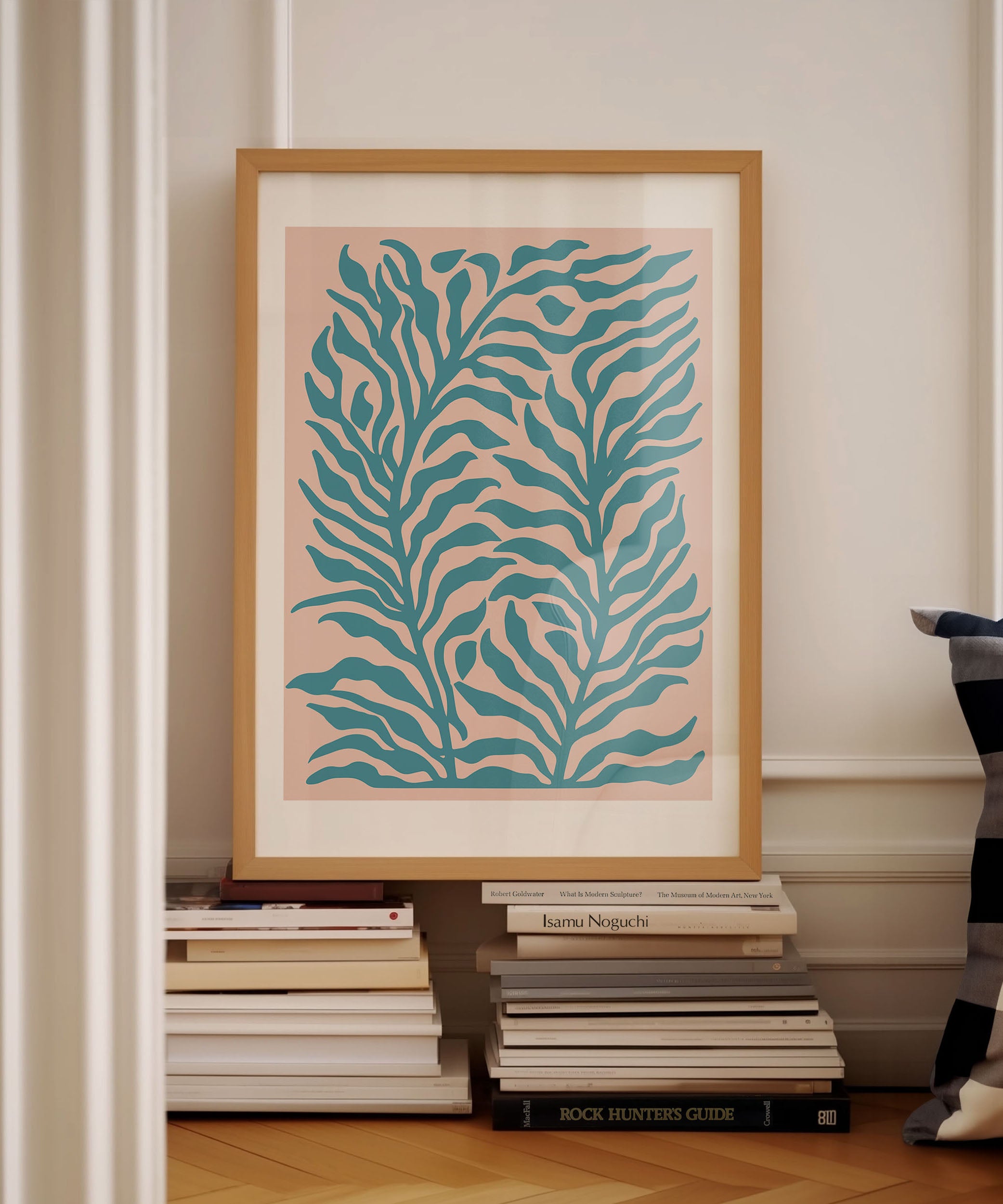 Vibrant 'Turquoise Plants' botanical illustration, modern wall decor for a stylish interior aesthetic.