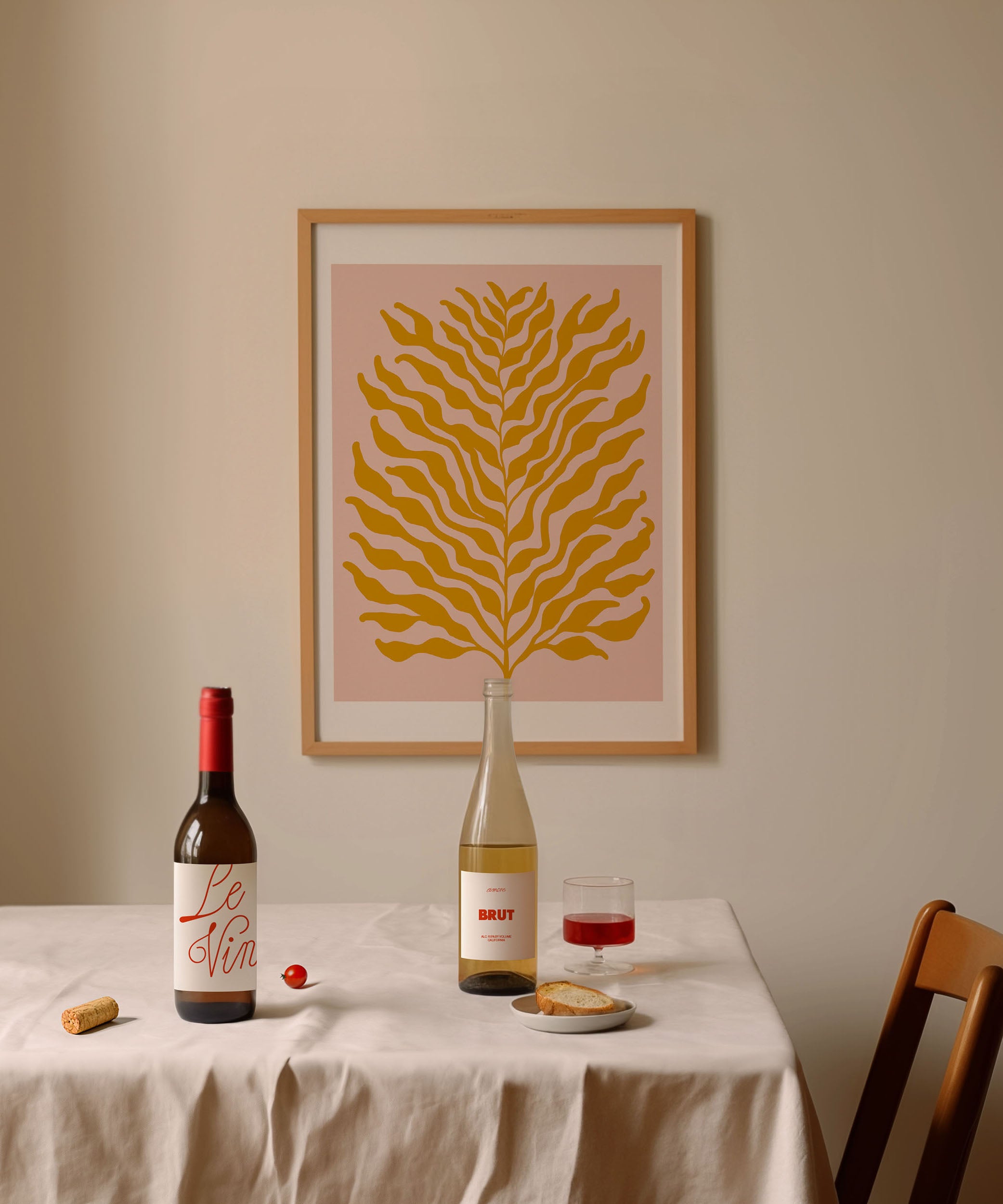 Chic 'Mustard Plants' botanical artwork, modern wall art with a warm earthy aesthetic.