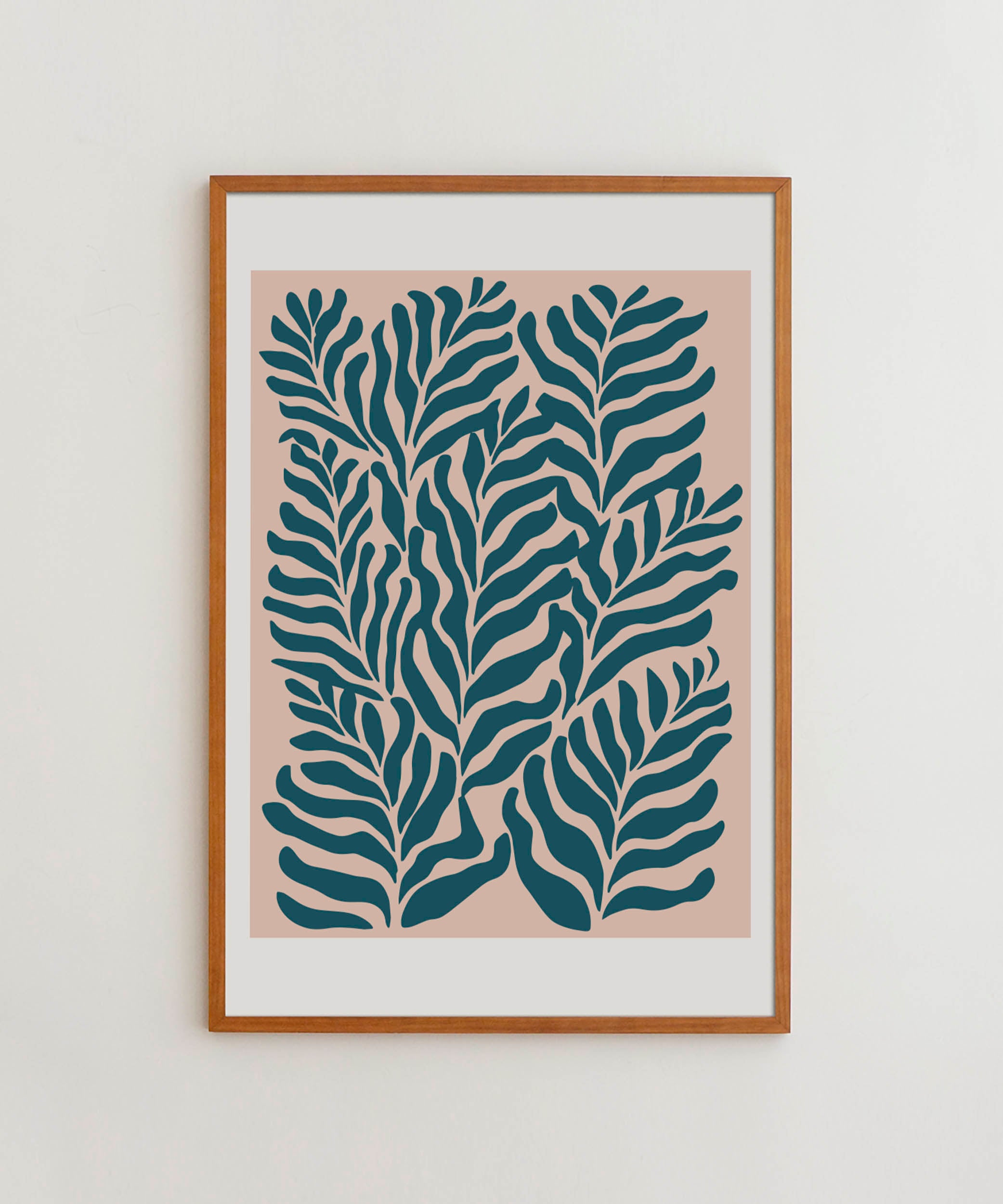Vibrant 'Blue Green Plants Print,' botanical modern wall art with a nature-inspired aesthetic.