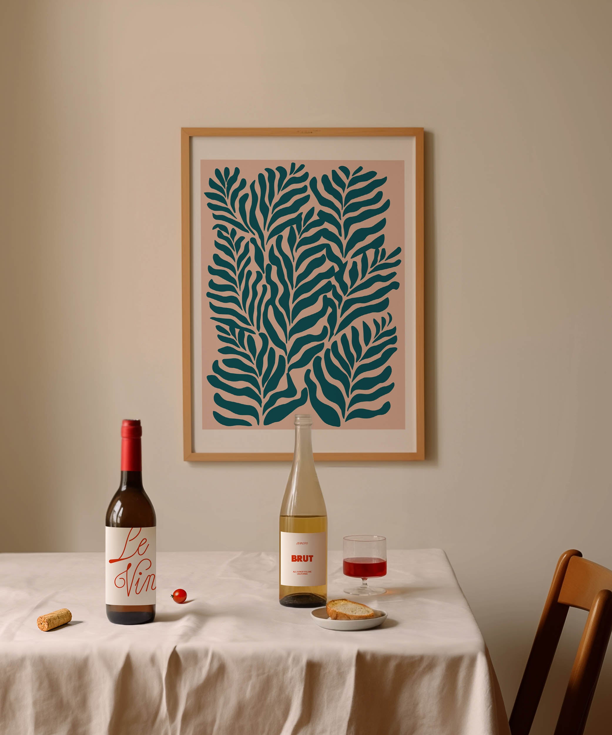 Vibrant 'Blue Green Plants Print,' botanical modern wall art with a nature-inspired aesthetic.