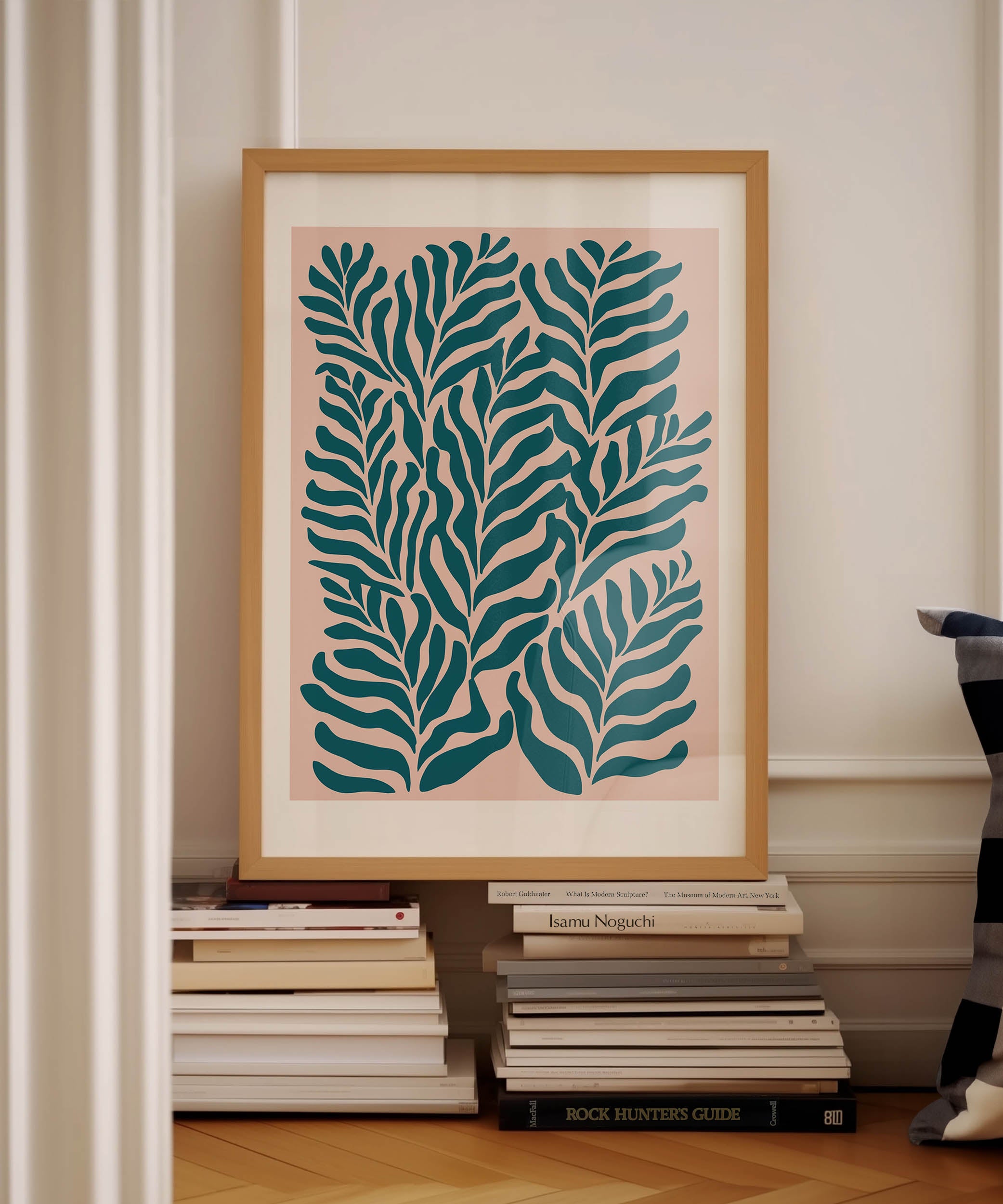 Vibrant 'Blue Green Plants Print,' botanical modern wall art with a nature-inspired aesthetic.