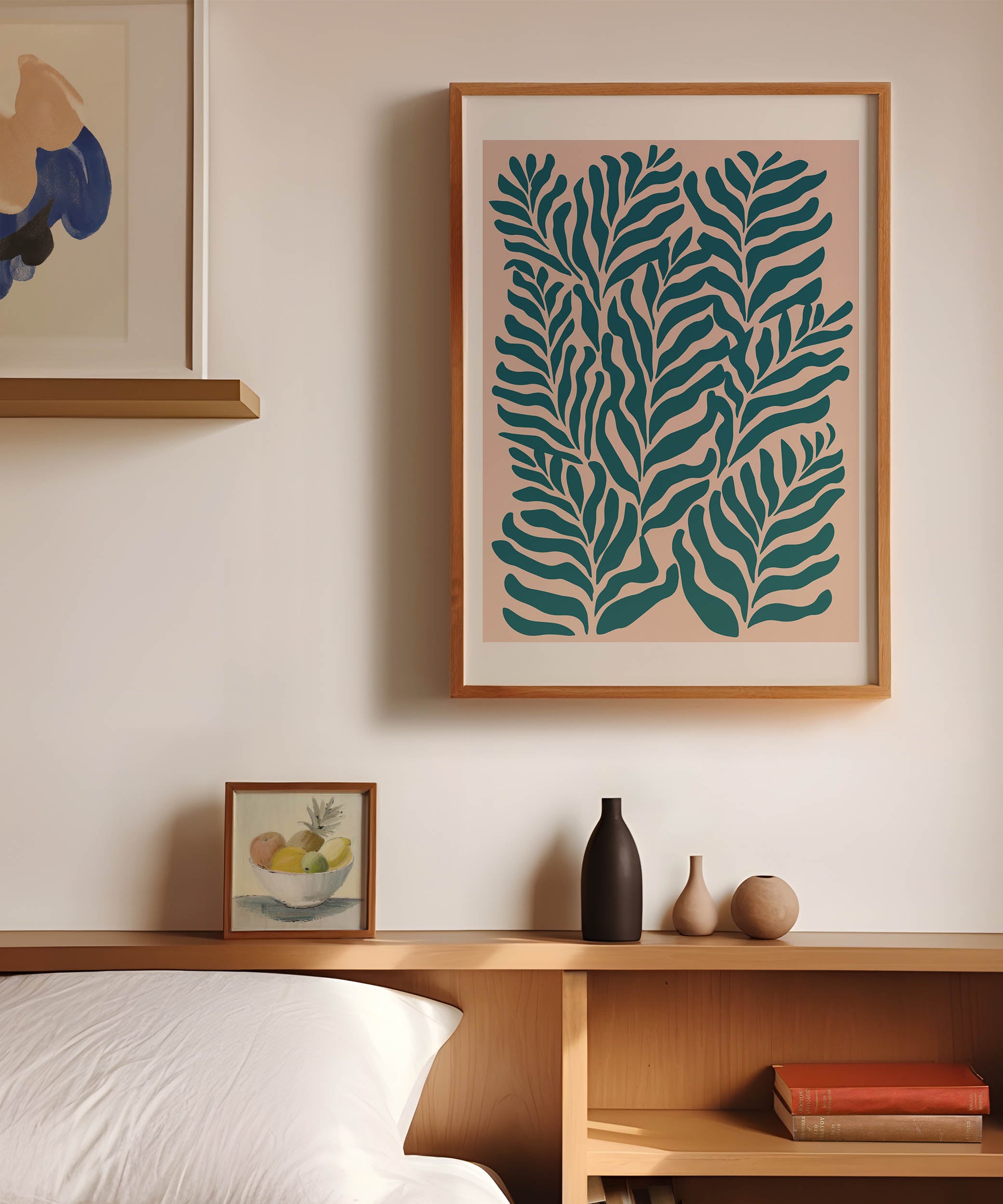 Vibrant 'Blue Green Plants Print,' botanical modern wall art with a nature-inspired aesthetic.