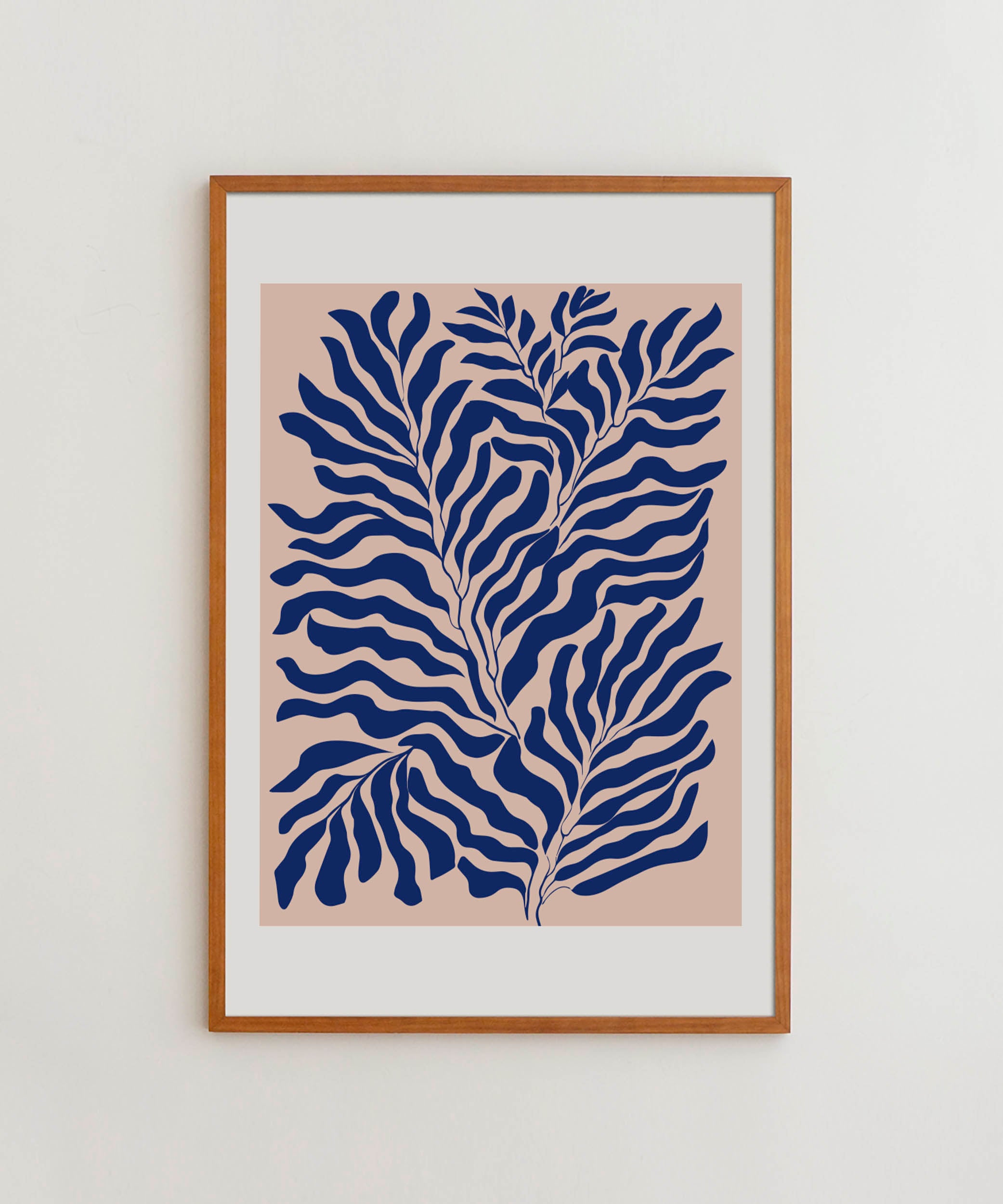 Stylish 'Blue Plants Print' botanical illustration, modern wall decor with a nature aesthetic.