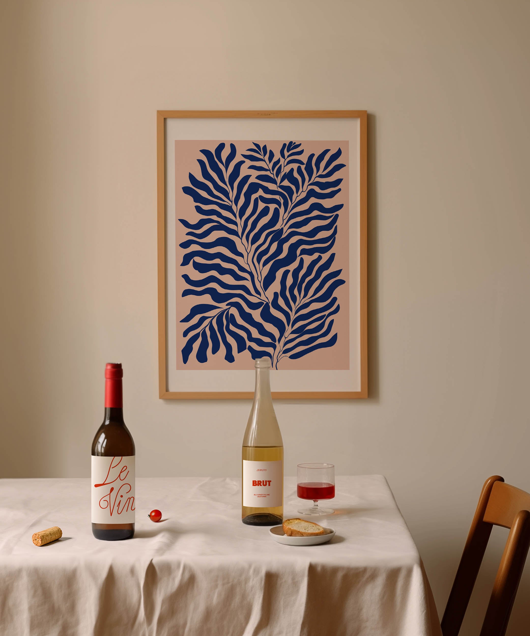 Stylish 'Blue Plants Print' botanical illustration, modern wall decor with a nature aesthetic.
