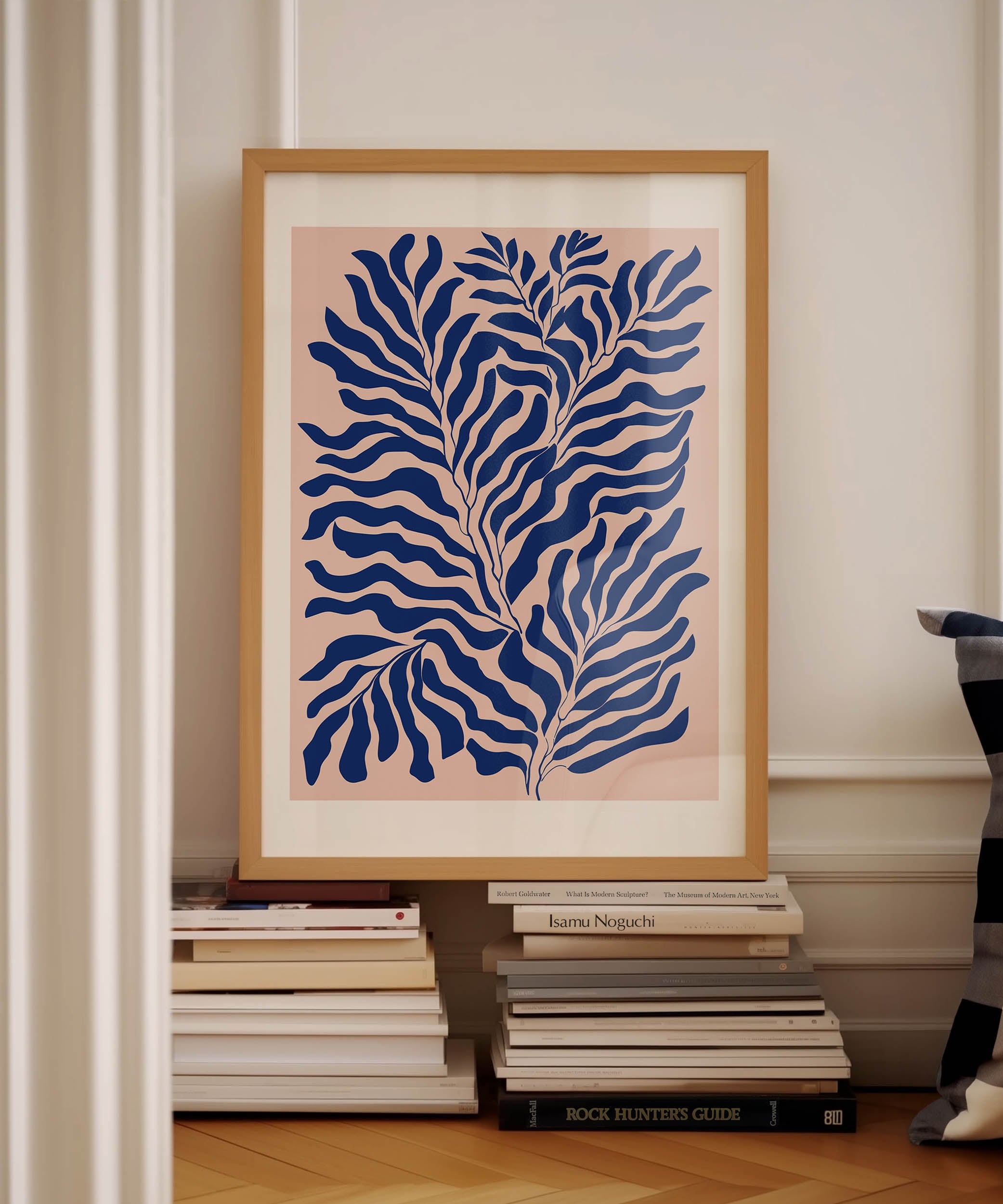 Stylish 'Blue Plants Print' botanical illustration, modern wall decor with a nature aesthetic.
