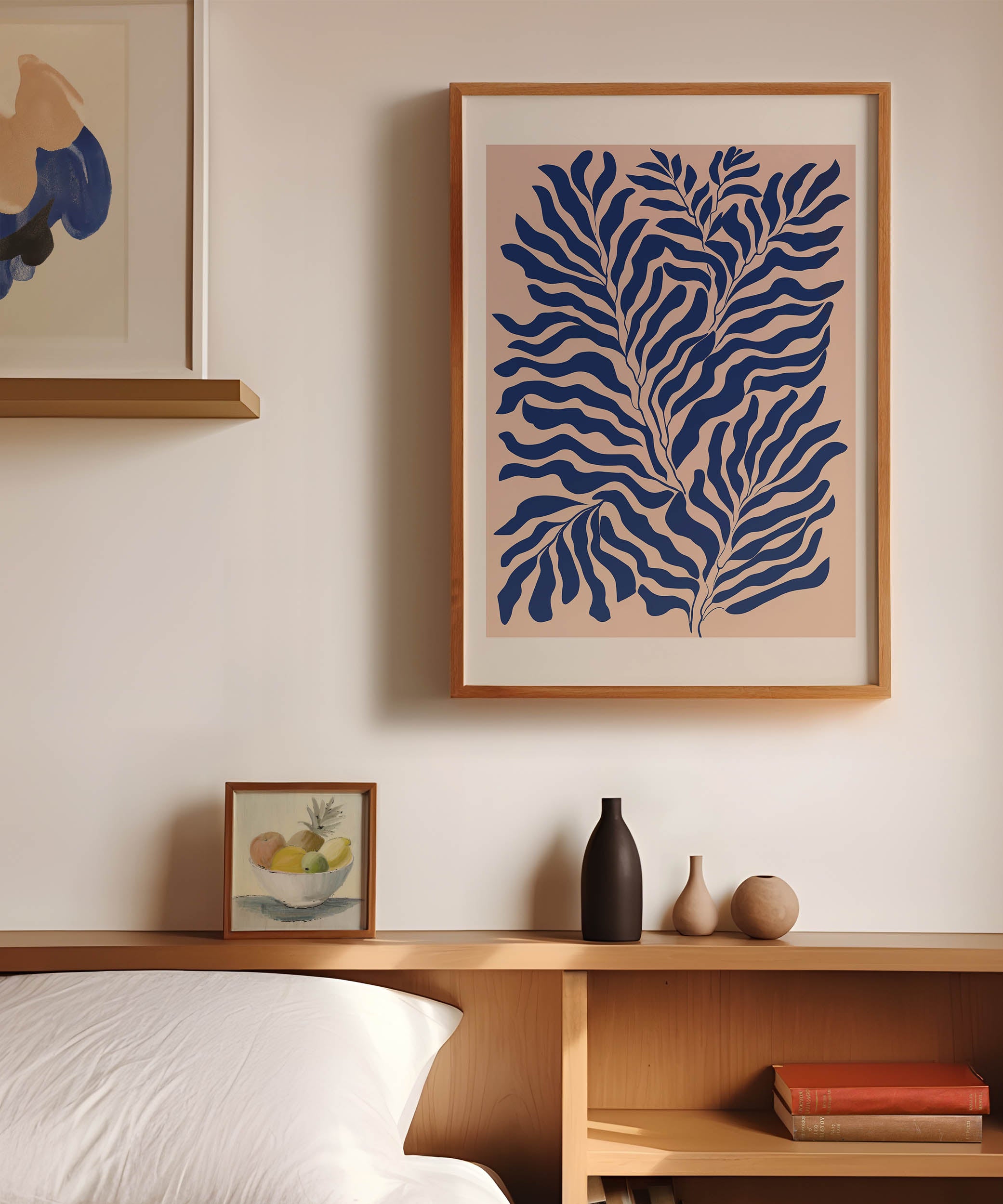 Stylish 'Blue Plants Print' botanical illustration, modern wall decor with a nature aesthetic.
