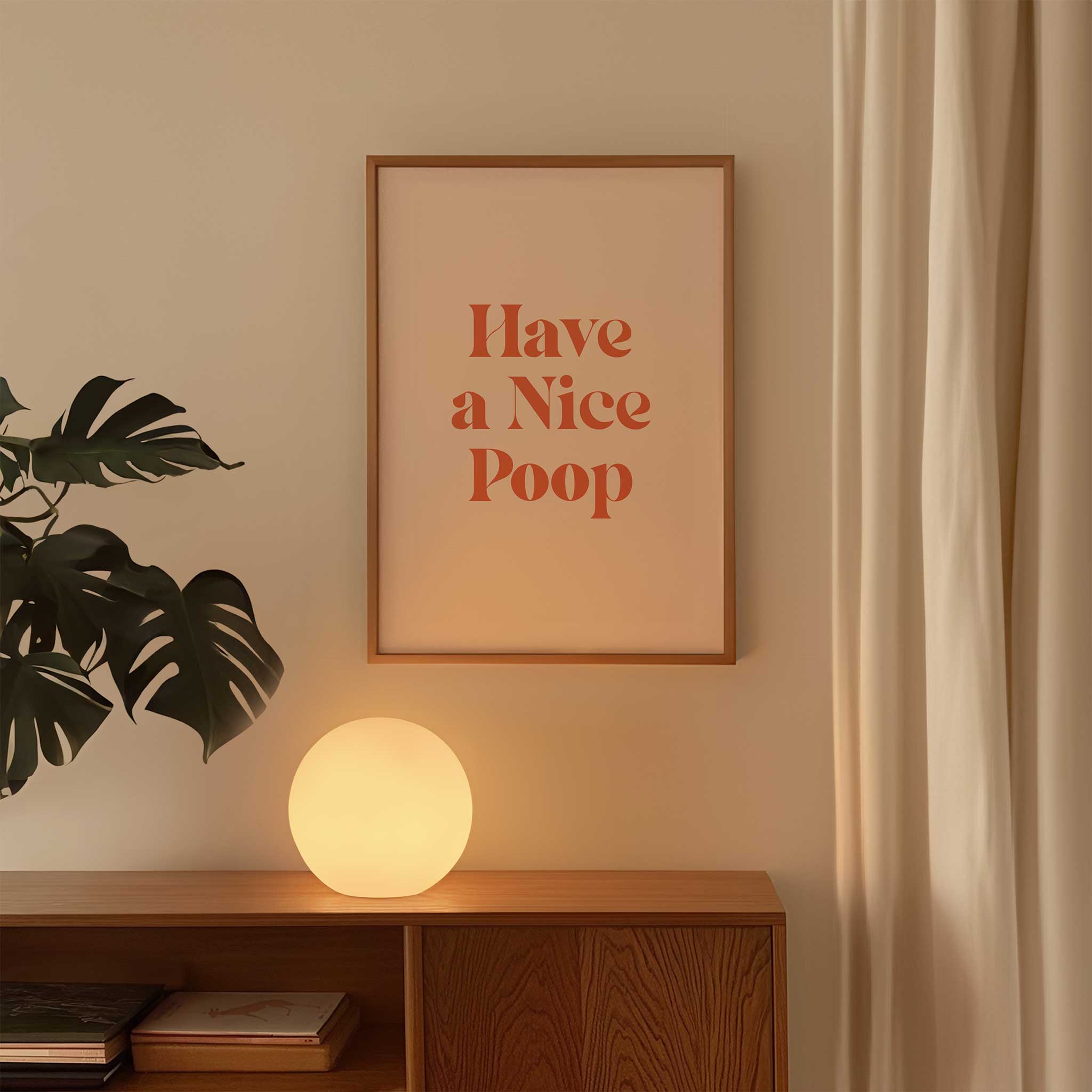 Have a Nice Poop' cheeky typography, aesthetic canvas print style for bathroom humor, titled 'Have a Nice Poop'