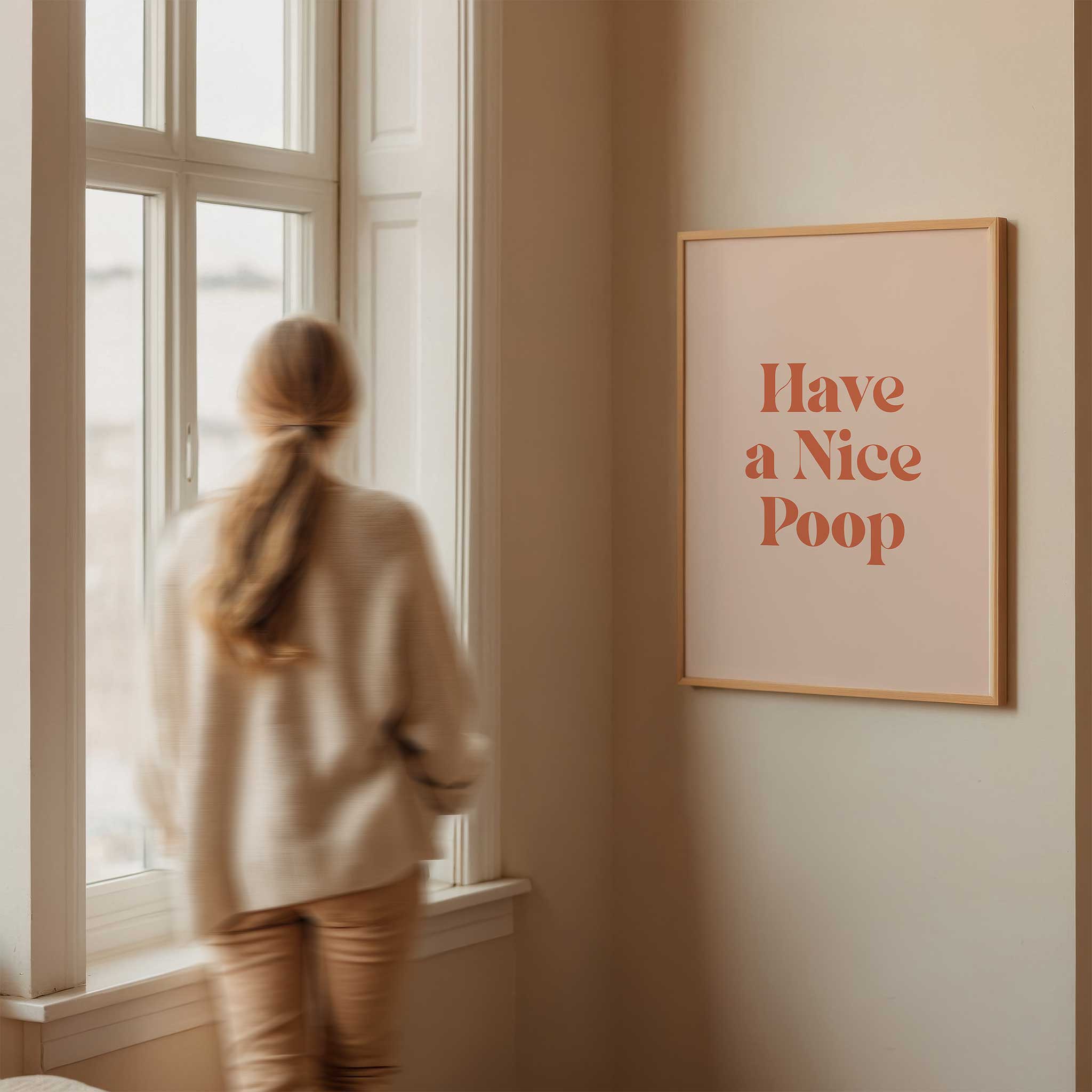Have a Nice Poop' cheeky typography, aesthetic canvas print style for bathroom humor, titled 'Have a Nice Poop'
