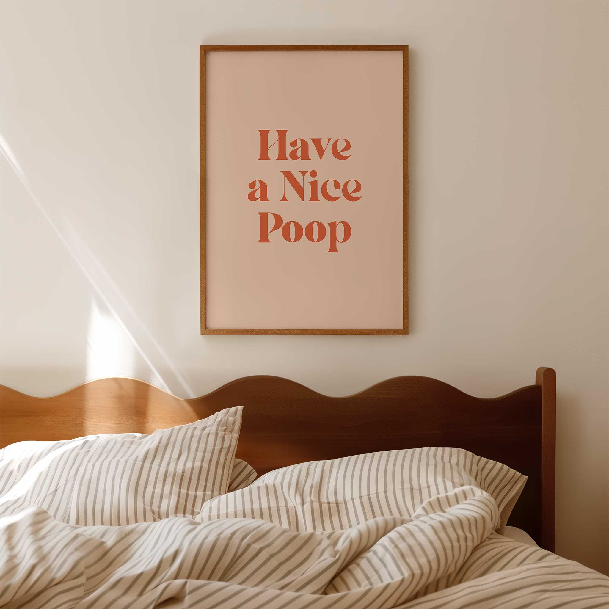 Have a Nice Poop' cheeky typography, aesthetic canvas print style for bathroom humor, titled 'Have a Nice Poop'
