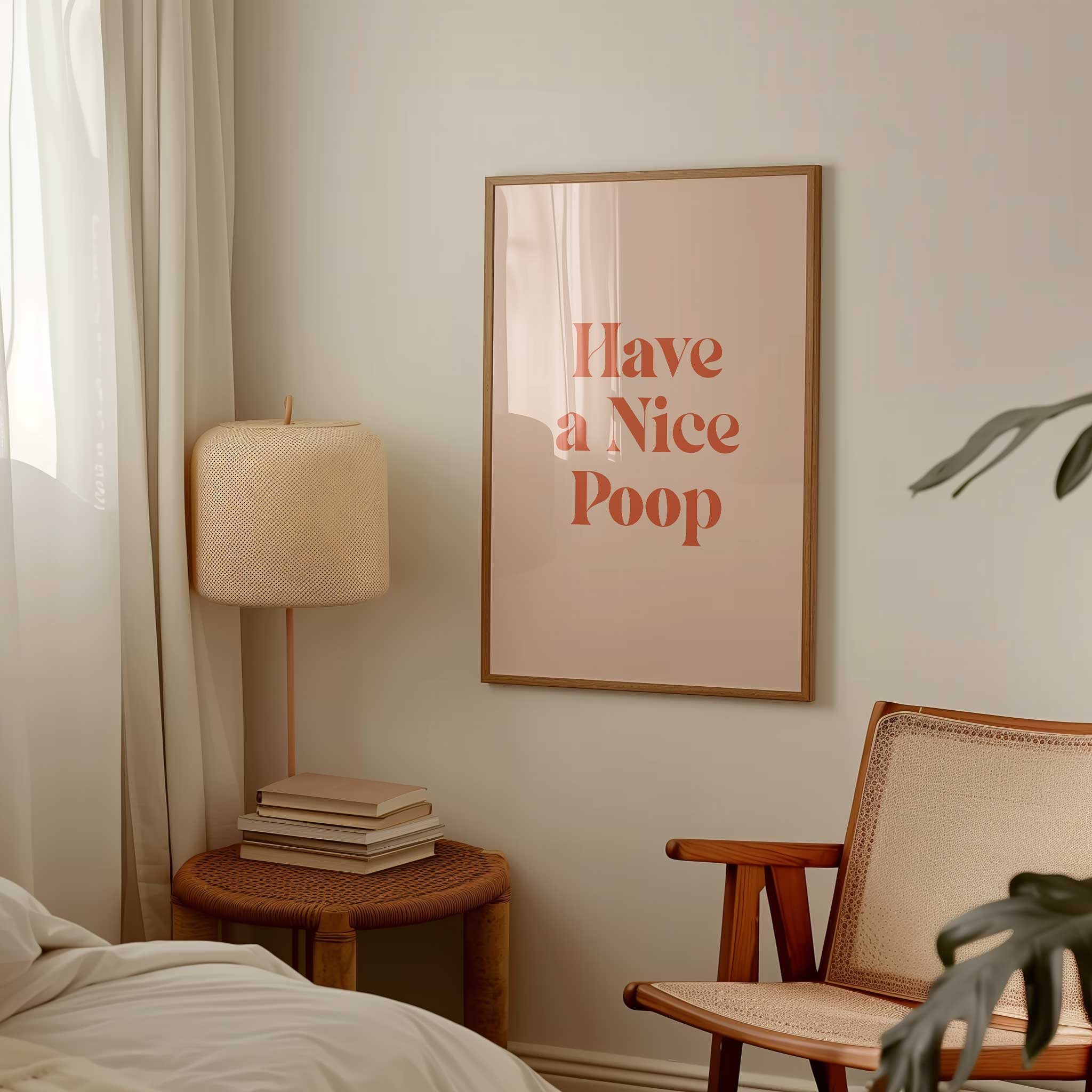 Have a Nice Poop' cheeky typography, aesthetic canvas print style for bathroom humor, titled 'Have a Nice Poop'