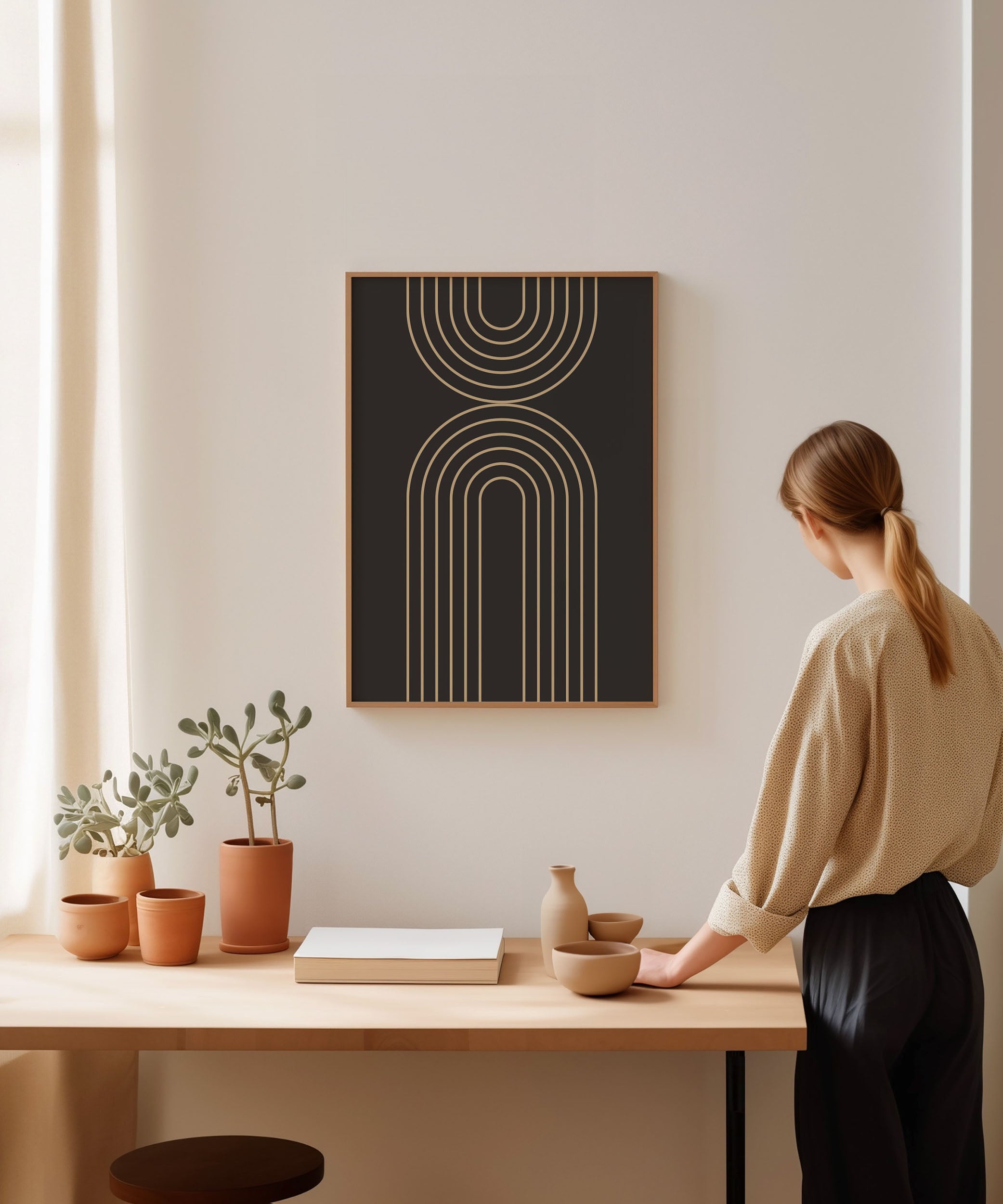 Black Rainbow Line Art Print