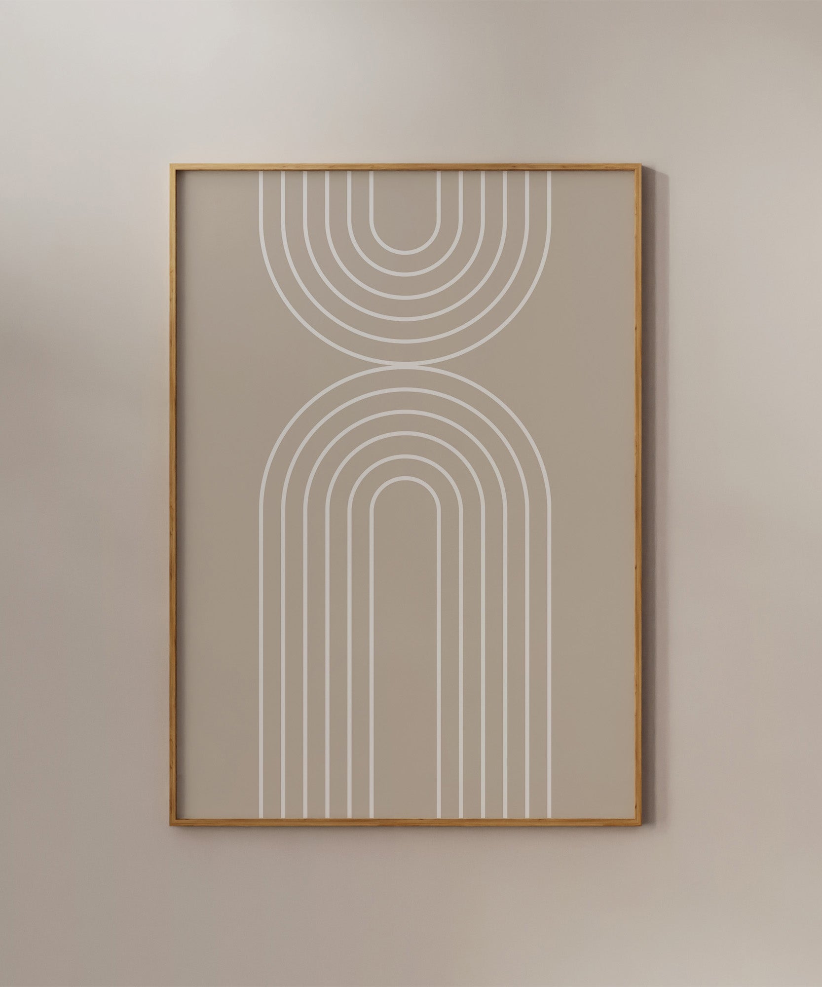 Clean white rainbow line art, framed abstract prints for a simple minimalist aesthetic.