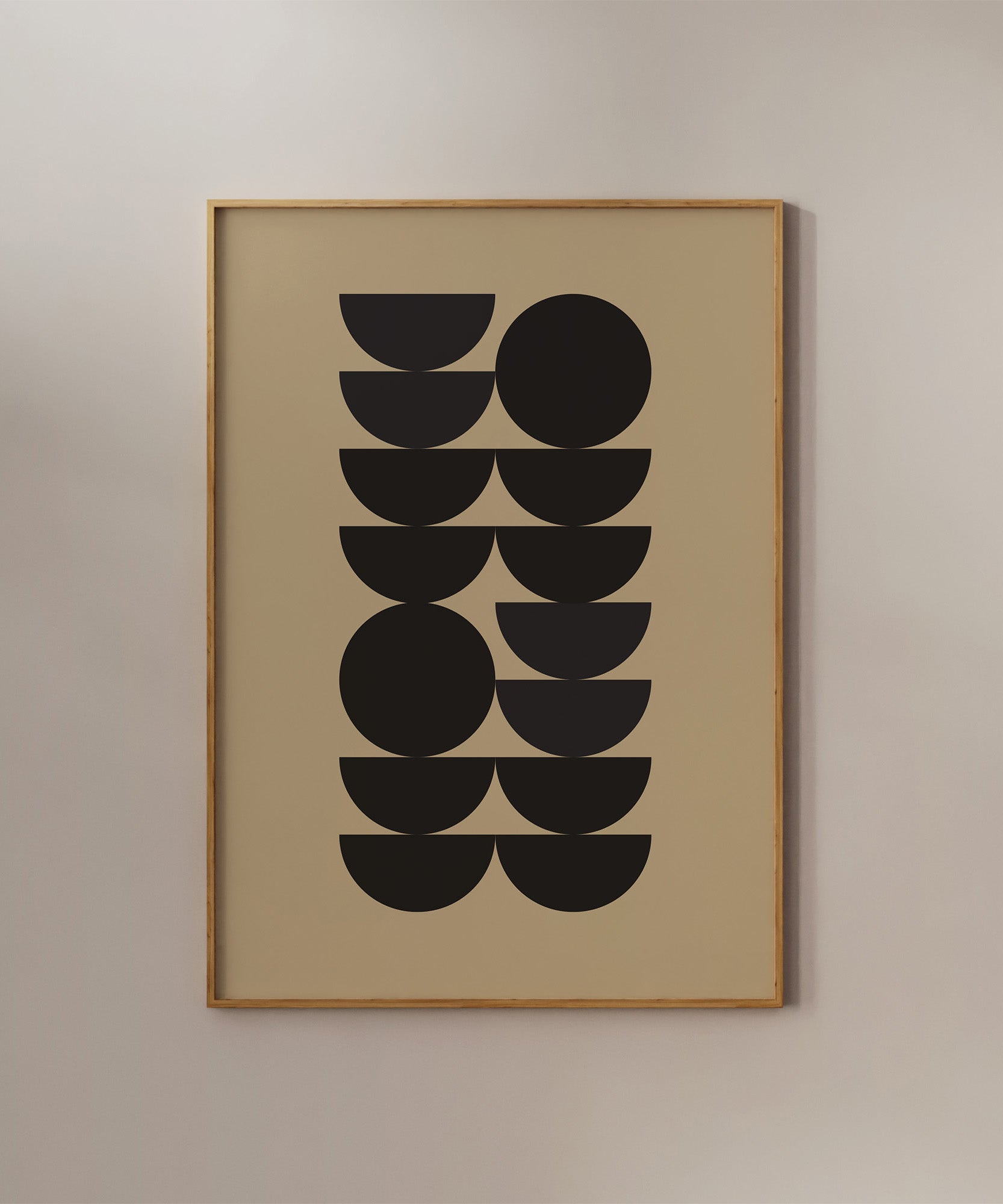 Abstract 'Semicircle Shapes Print,' modern wall art for a versatile living room aesthetic.