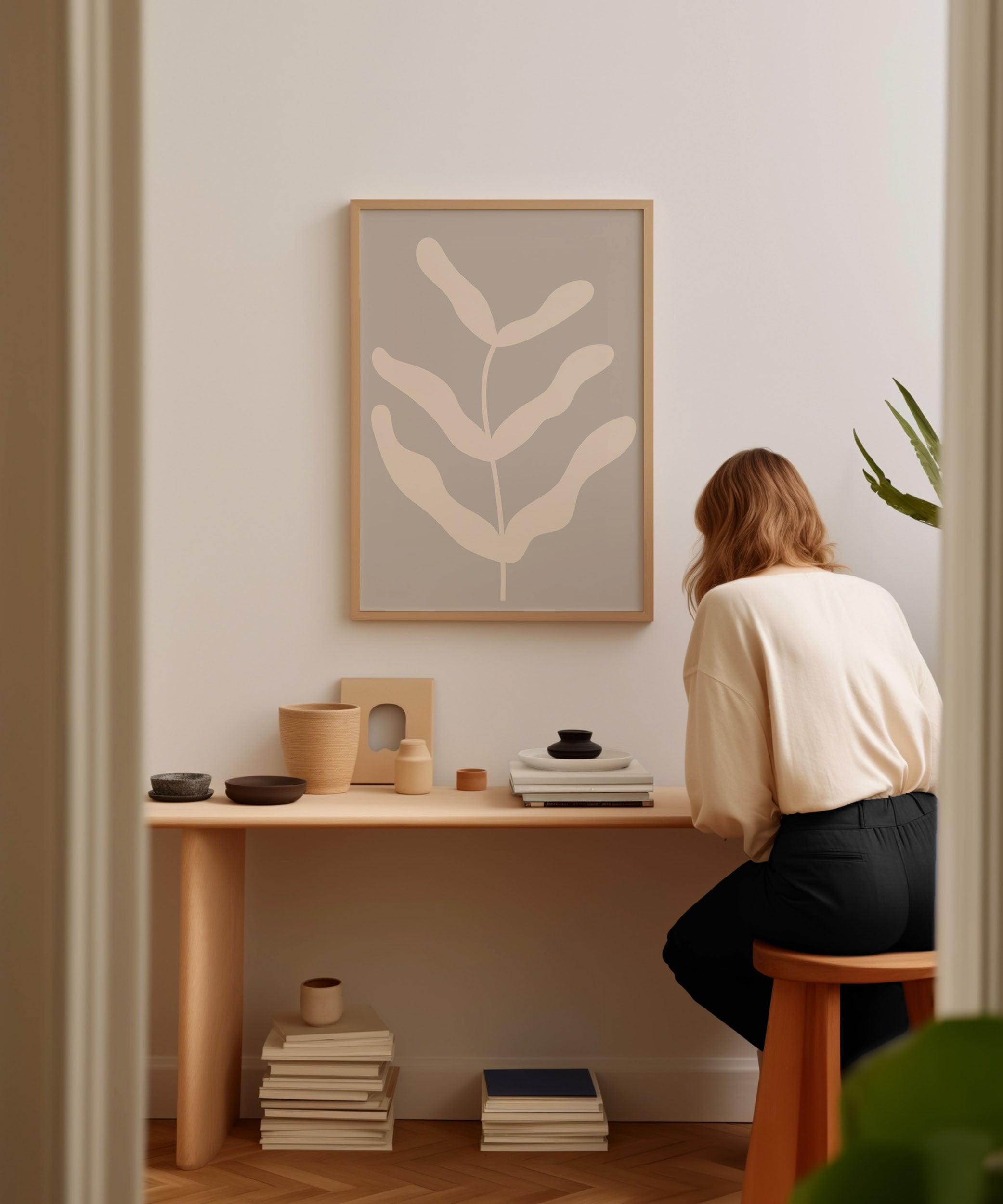 Minimalist Neutral Flower Print