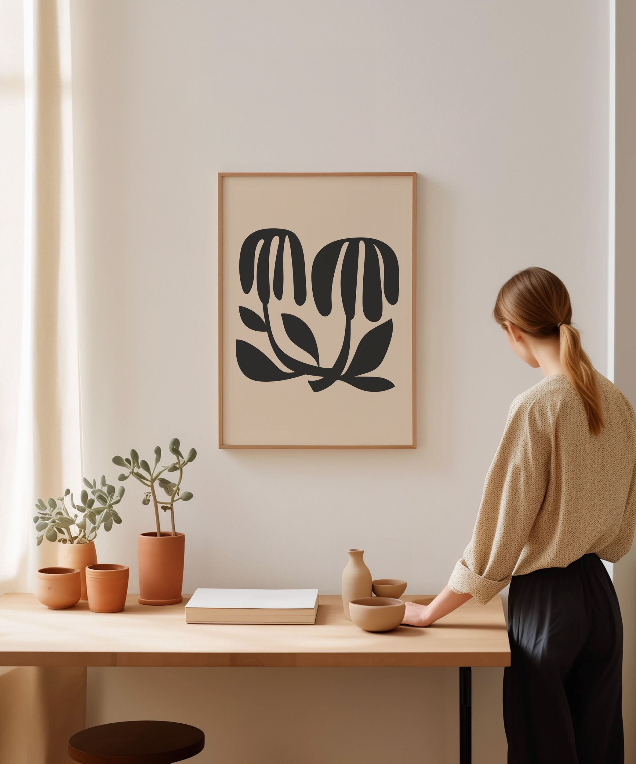 Botanical 'Abstract Plants Art Print,' framed abstract prints with a nature-inspired aesthetic.