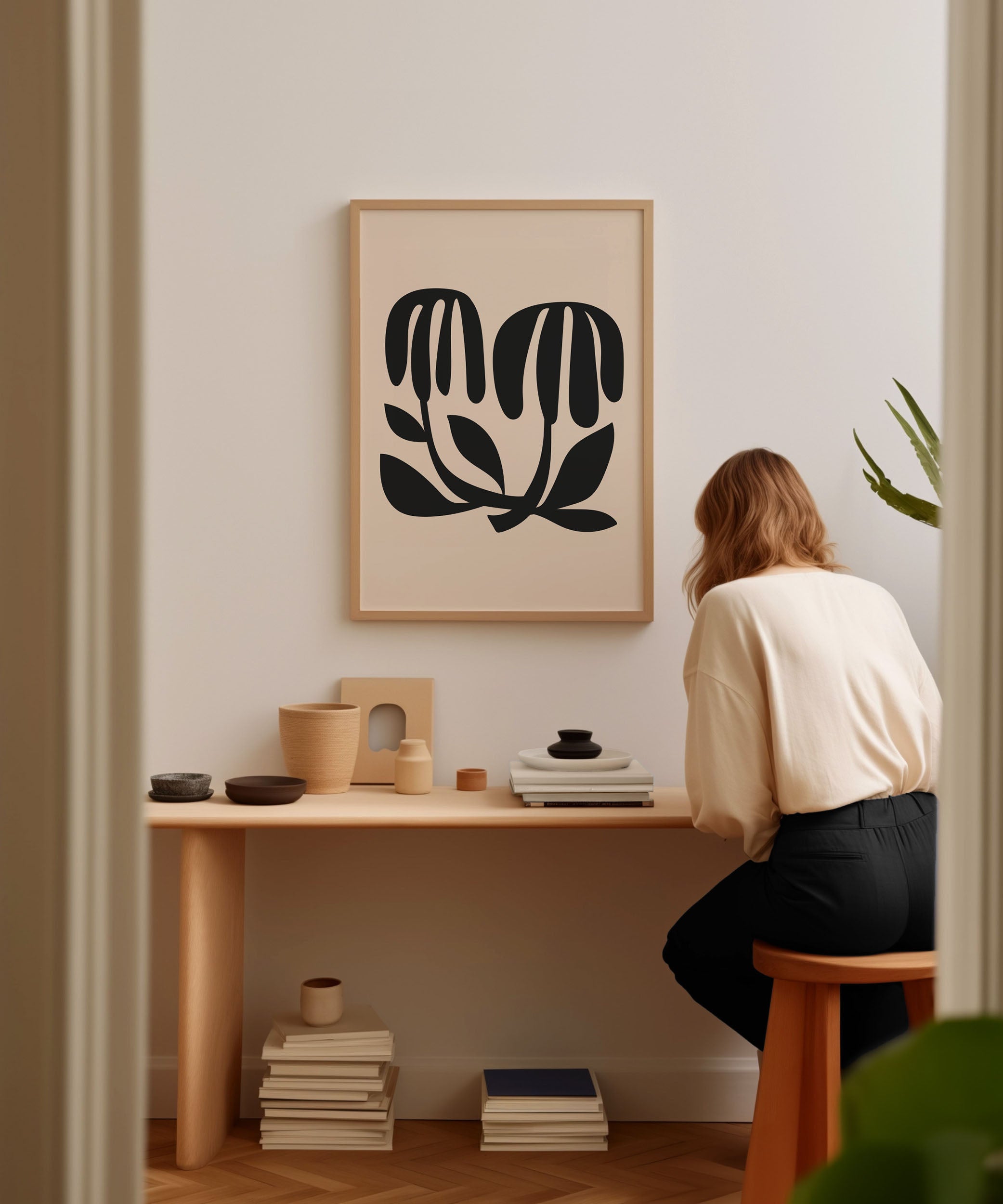 Botanical 'Abstract Plants Art Print,' framed abstract prints with a nature-inspired aesthetic.
