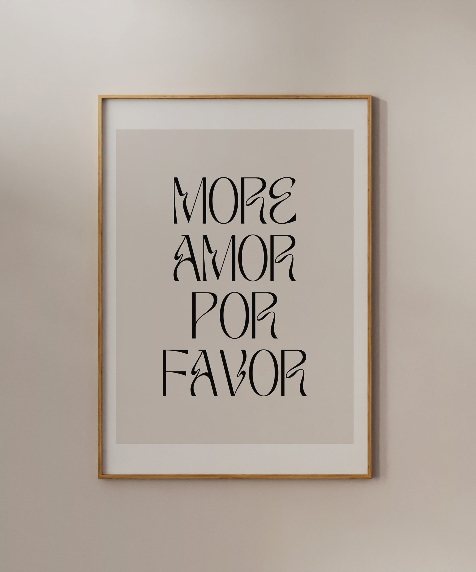 More Amor Por Favor' love quote typography, modern wall art for an eye-catching aesthetic.