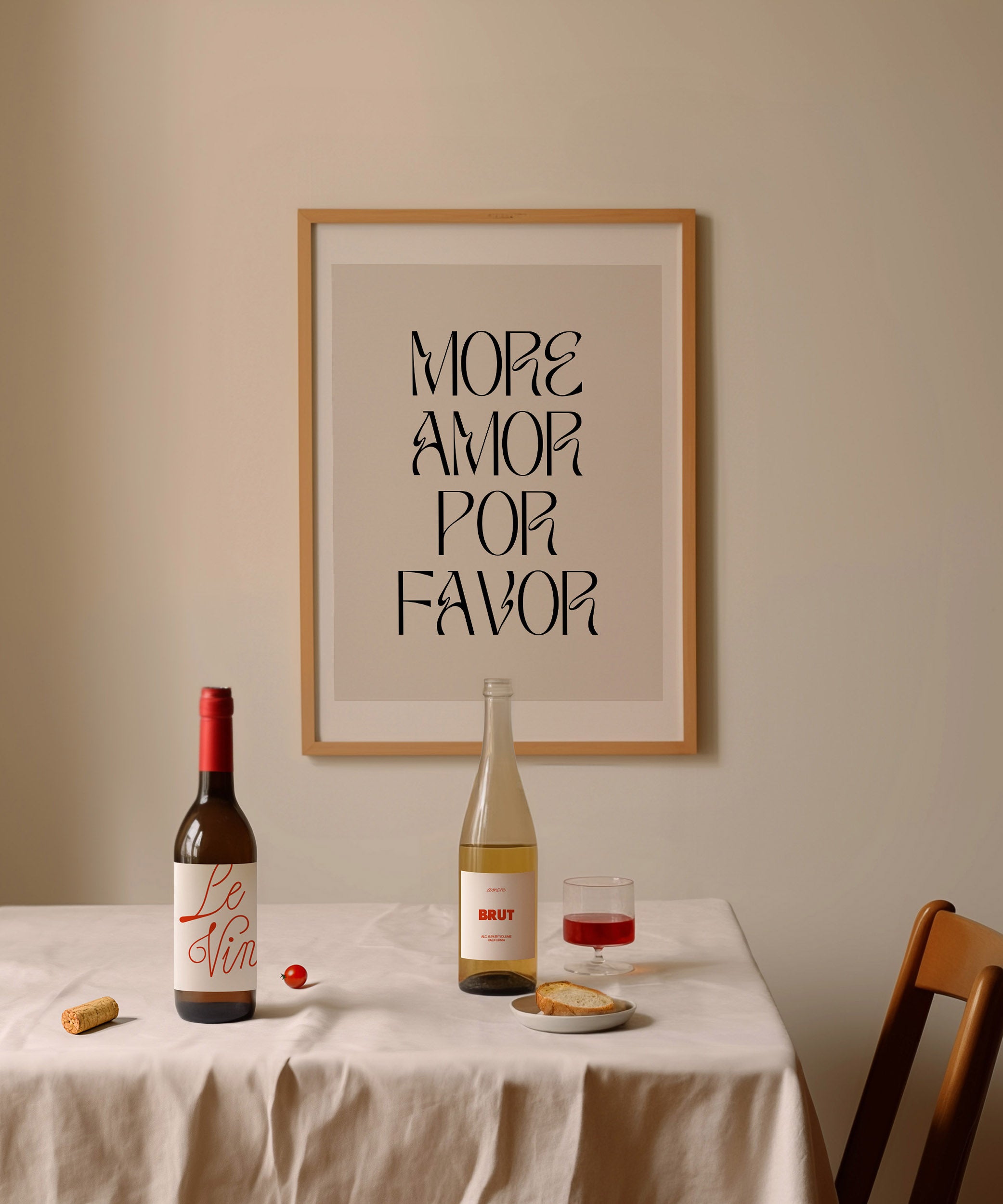 More Amor Por Favor' love quote typography, modern wall art for an eye-catching aesthetic.
