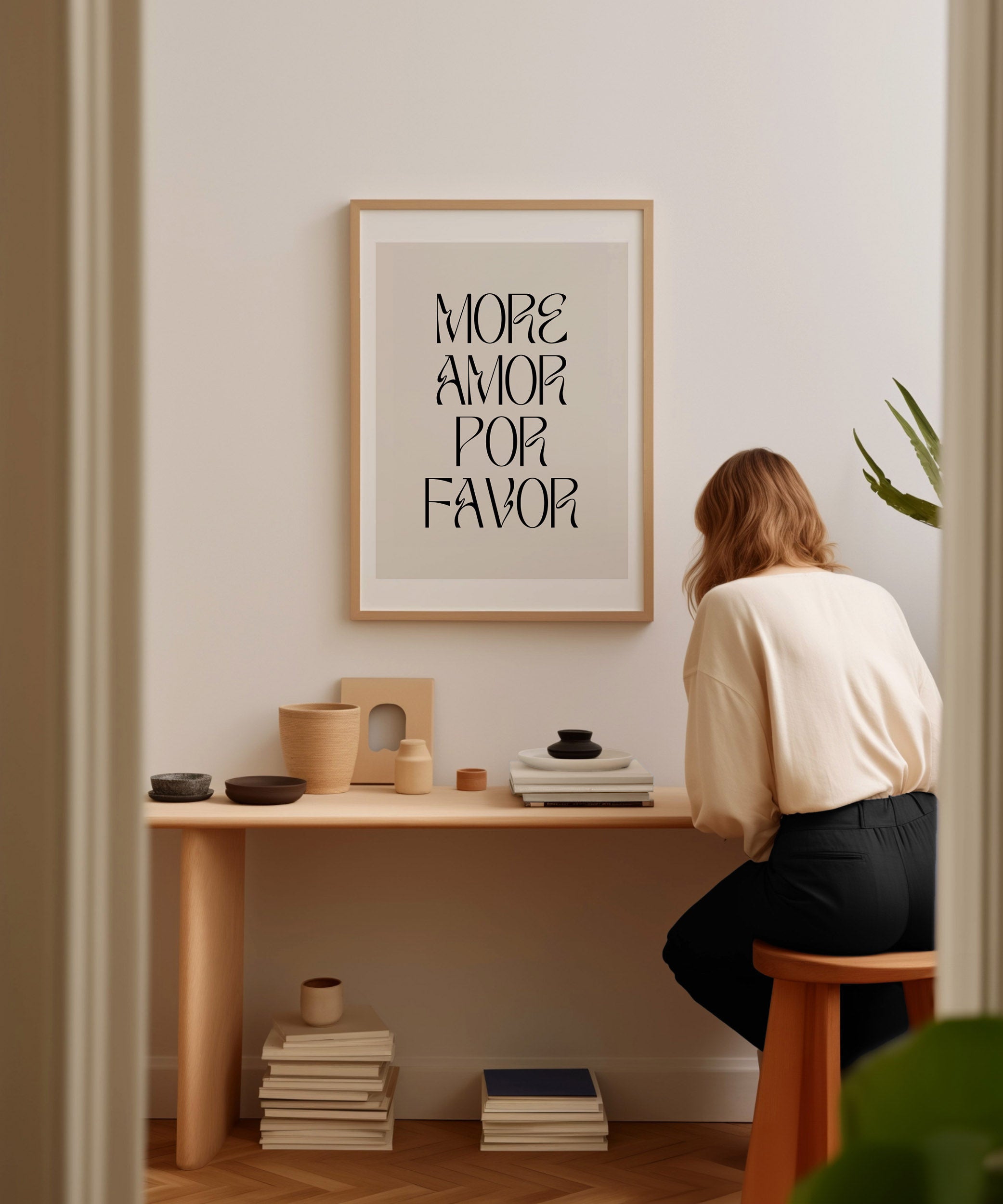 More Amor Por Favor' love quote typography, modern wall art for an eye-catching aesthetic.