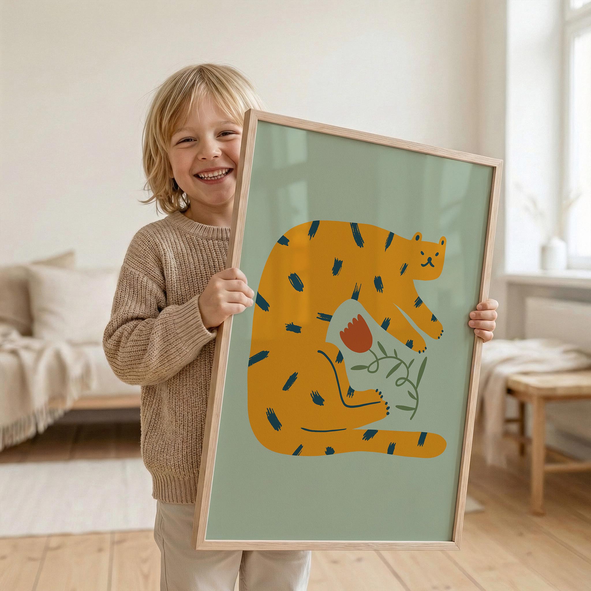 Flower Holding Tiger