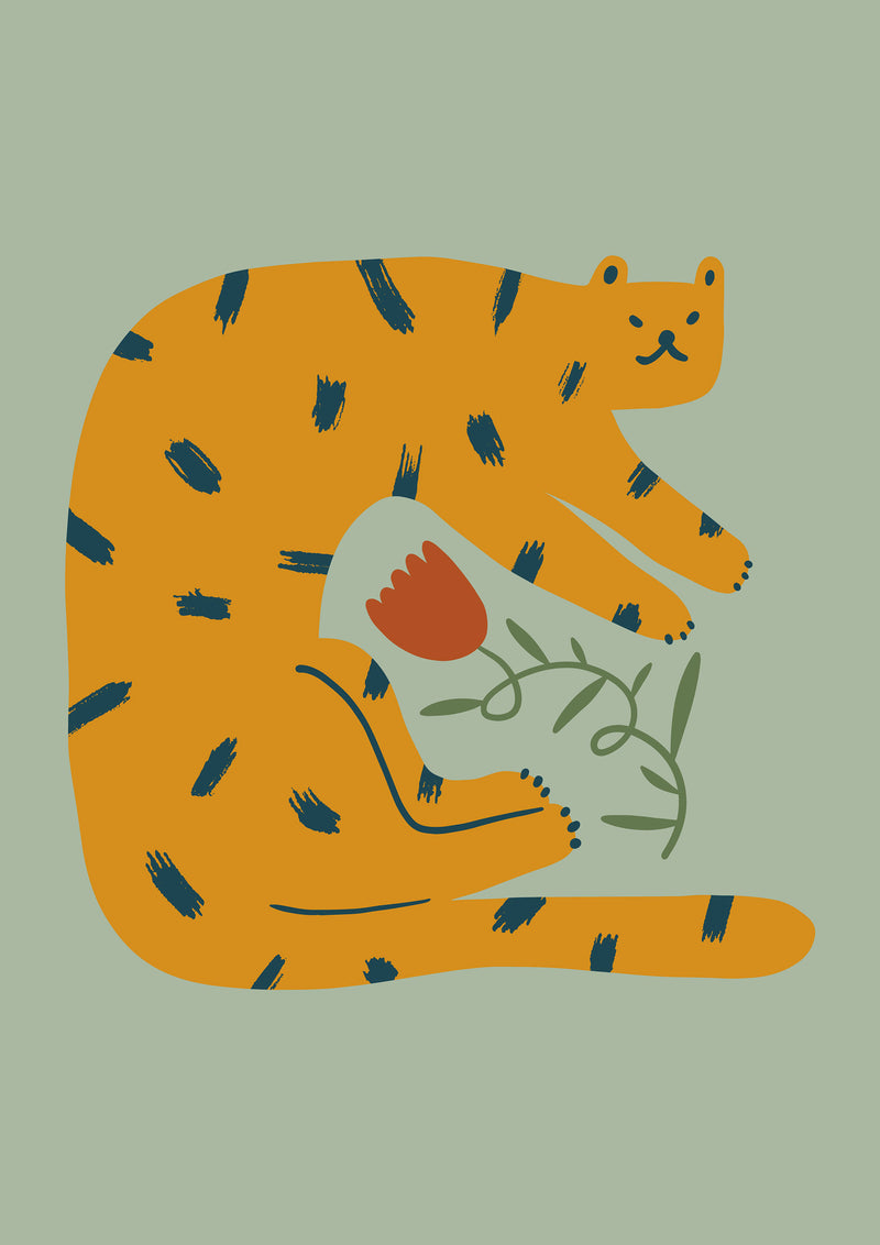 Flower Holding Tiger